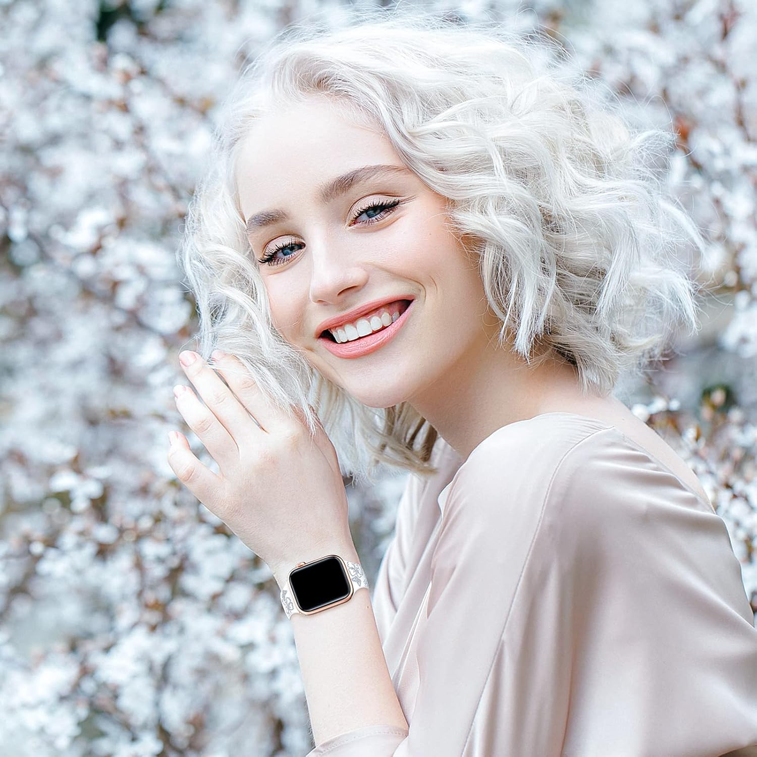 Paquete de 3 correas con grabado floral compatibles con Apple Watch de 1.575 pulgadas, 1.614 pulgadas, 1.496 pulgadas, 1.654 pulgadas, 1.732