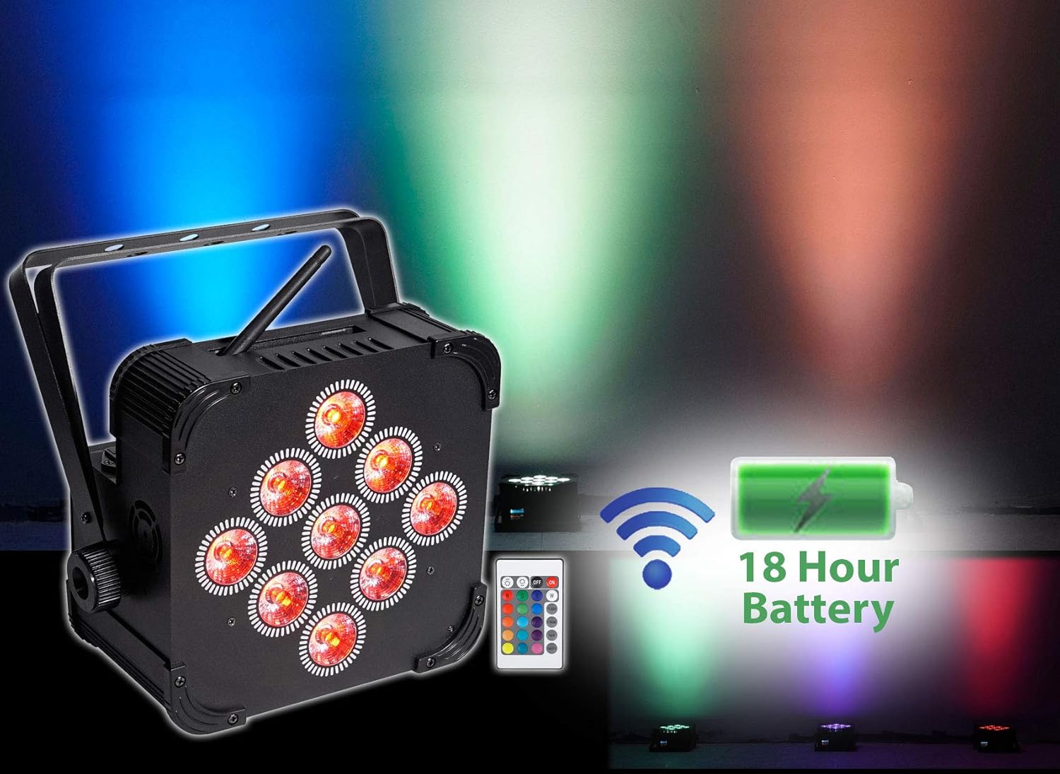 (10) Rockville Best PAR 60 – Luces de lavado recargables con controlador inalámbrico DMX