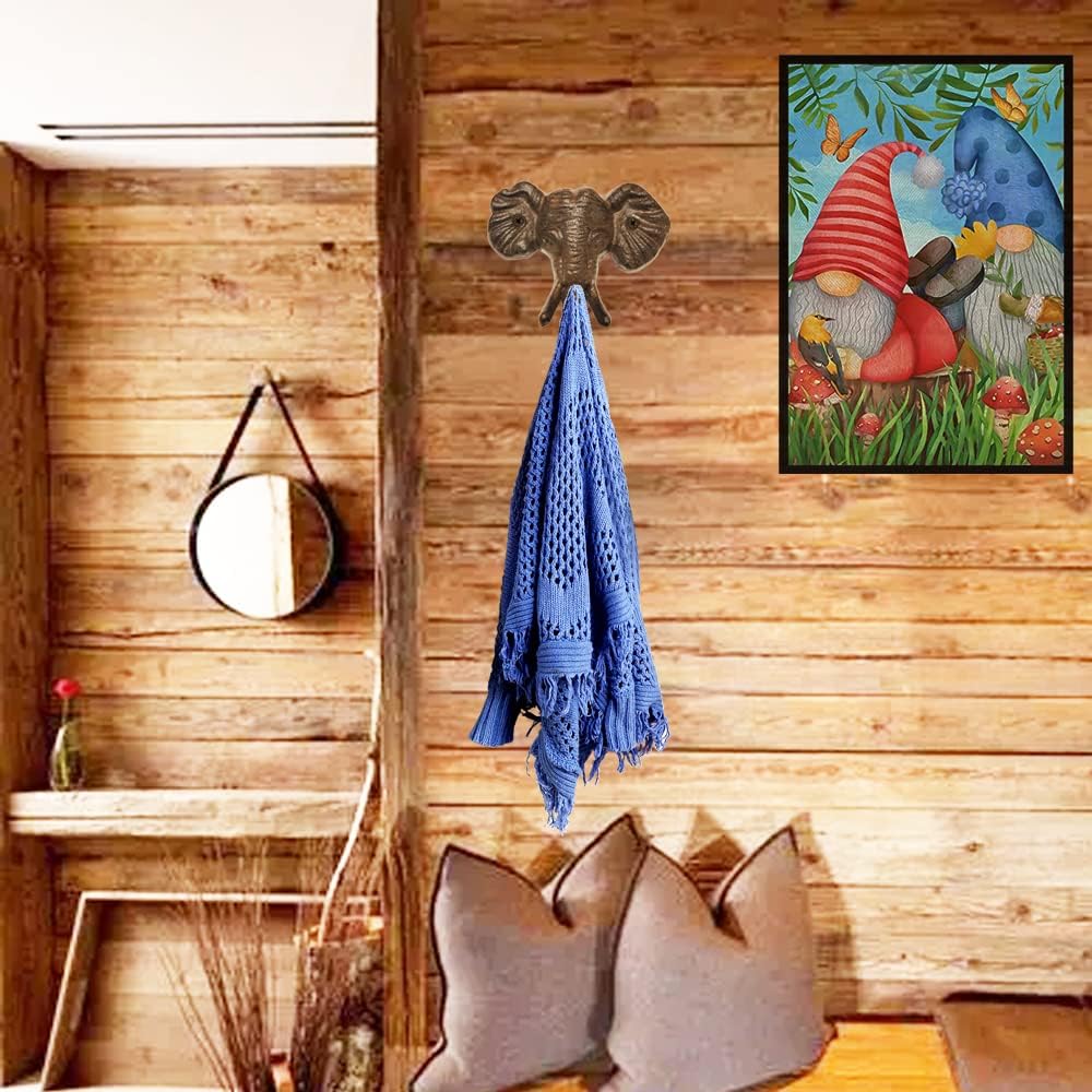 Gancho de pared de elefante de hierro fundido, perchero decorativo vintage, de hierro fundido, gancho rústico de una sola llave, resistente,