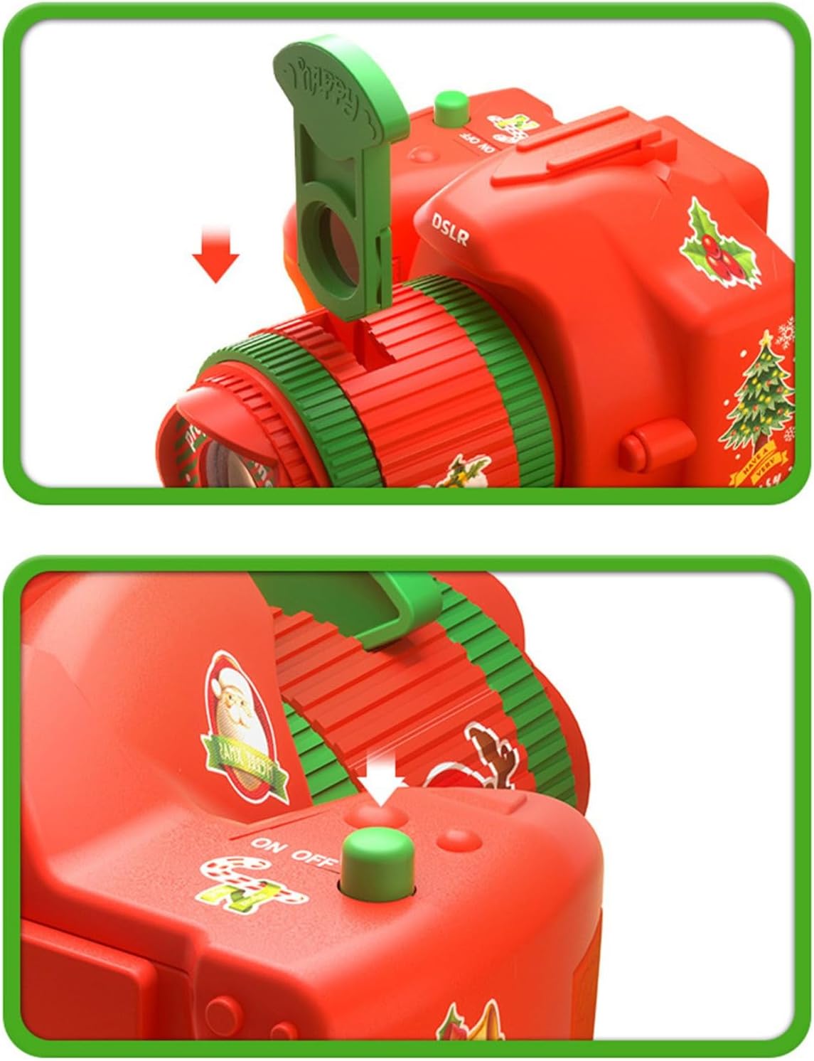 RIQINGY Proyector con forma de cámara de Navidad, 1 paquete de proyector de diapositivas para niños para educación cognitiva a la hora de acostarse,