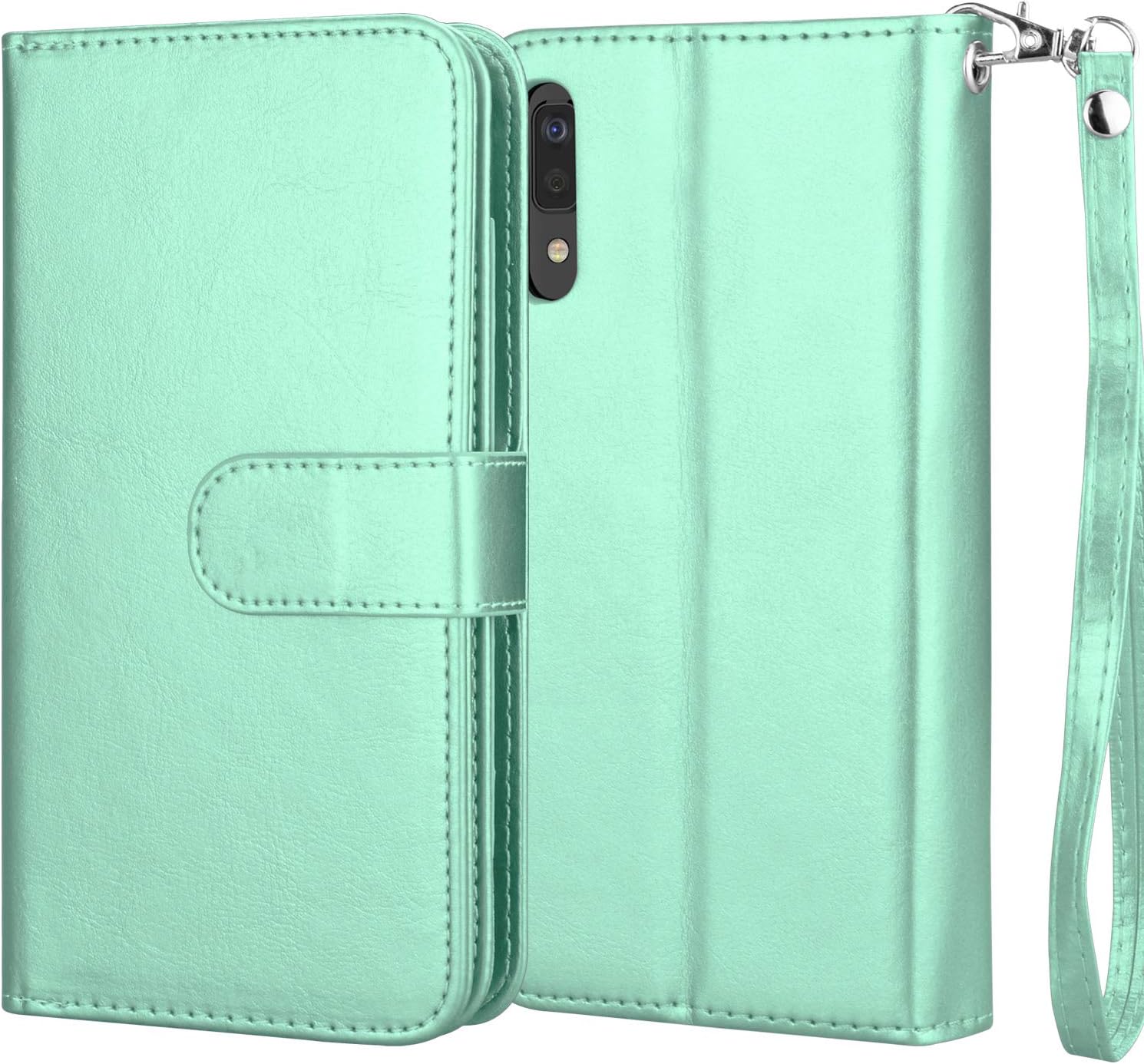 NJJEX Funda tipo cartera para Samsung Galaxy A70, para Galaxy A70 de 6.7 pulgadas, 9 ranuras para tarjetas funda de piel sintética para tarjetas de