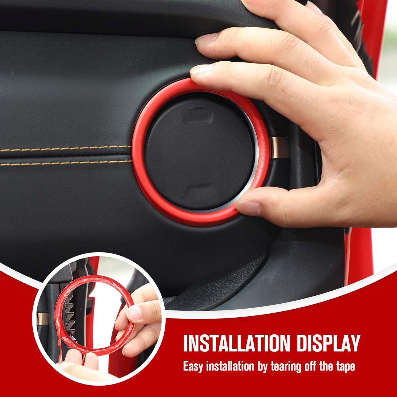 JeCar Anillo de ventilación de aire acondicionado para salpicadero de aleación de aluminio, cubierta de salida de CA, accesorios interiores