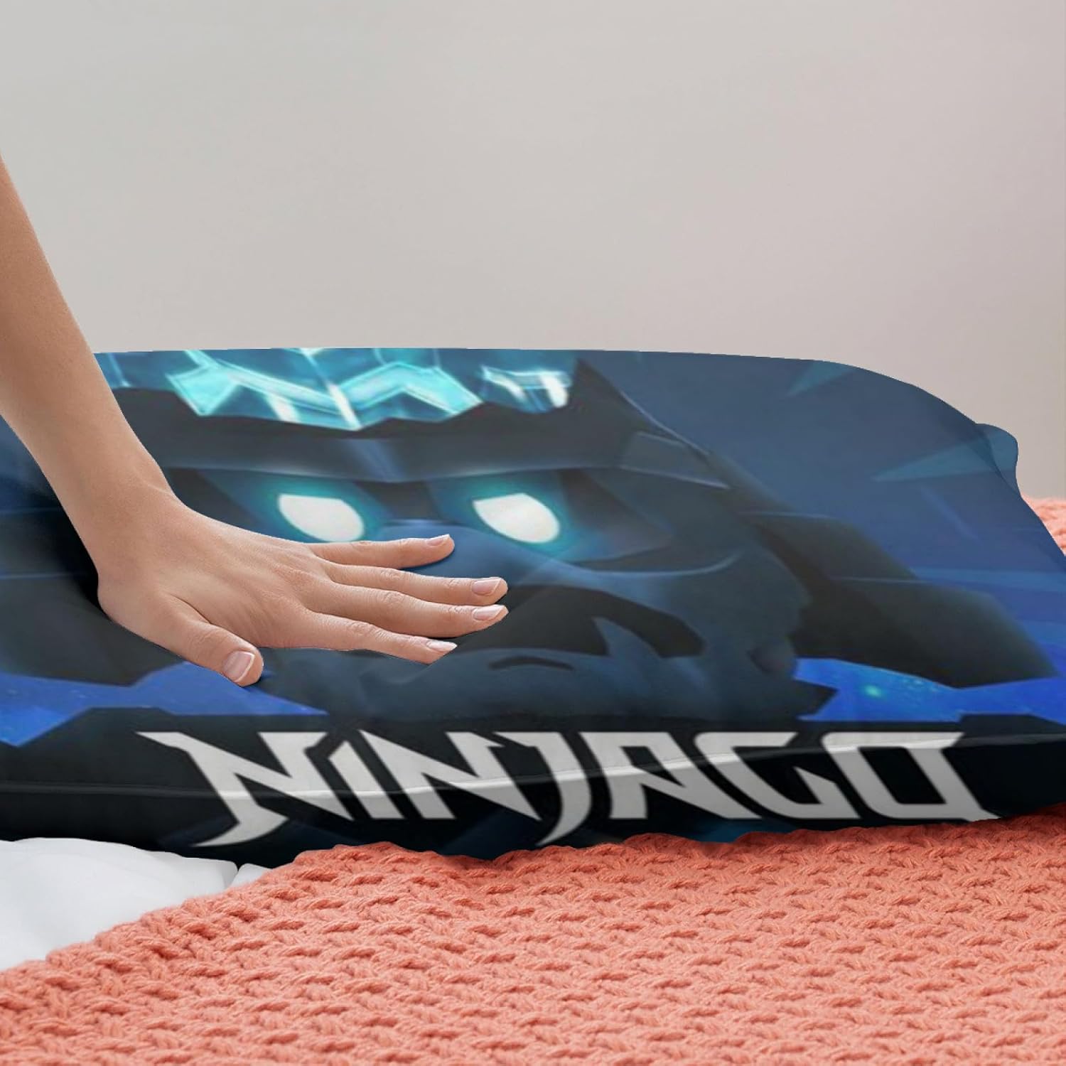 Juego de ropa de cama para niños, juego de cama con estampado de ninja, funda de edredón de dibujos animados de anime, funda de edredón matrimonial,