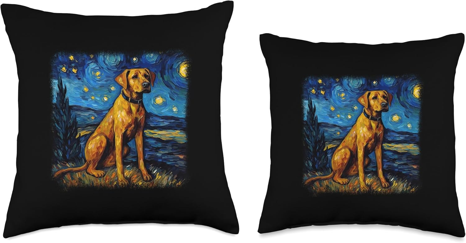 Dog in Starry Night Van Gogh Rhodesian Ridgeback – Almohada (18 x 18 pulgadas), multicolor
