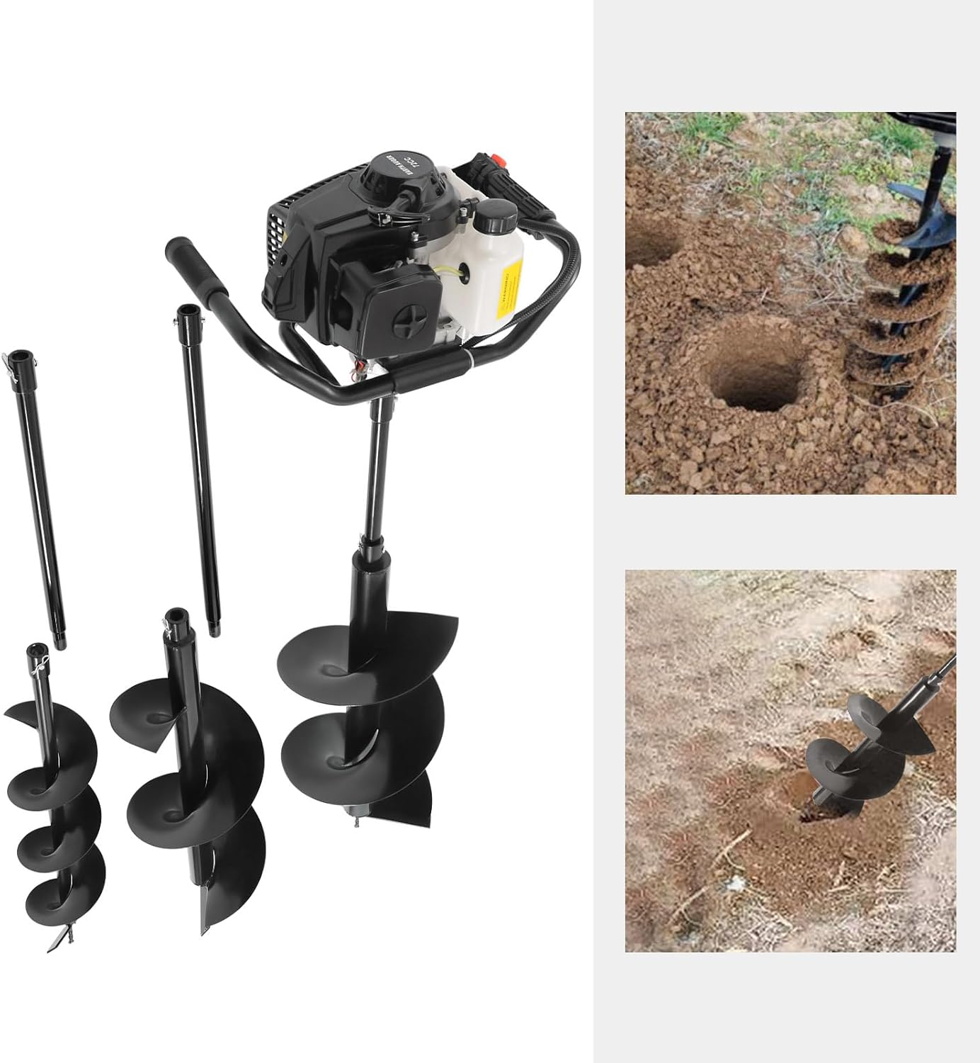 Excavadora de agujeros de poste a gas, taladro de tierra de 2 tiempos de 72 CC, excavadora de agujeros a gas de 4 HP, excavadora de agujeros para