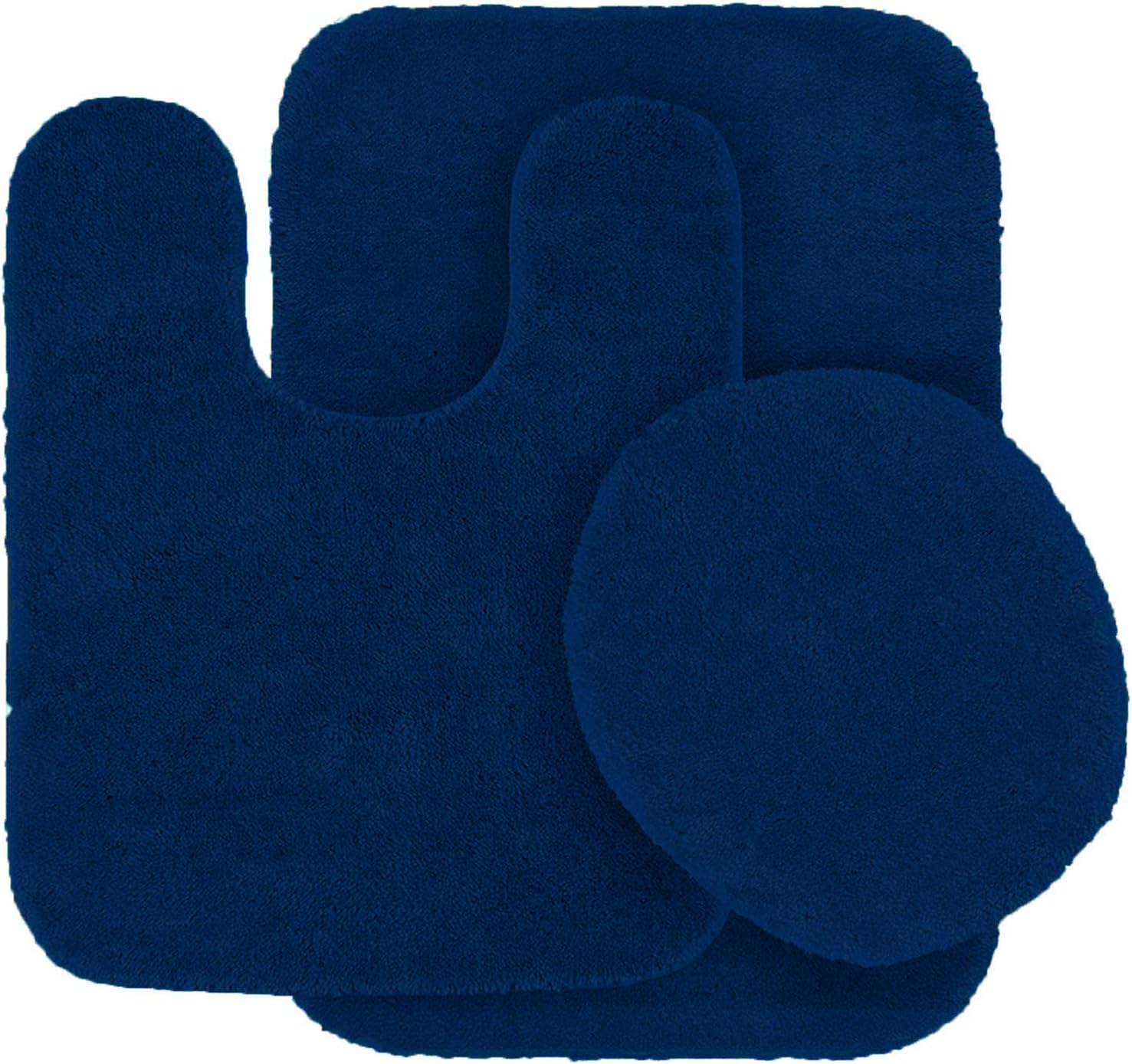 Fancy Linen – Juego de 3 alfombrillas de baño antideslizantes sólidas para baño, alfombra de contorno en forma de U, alfombrilla y tapa de inodoro #