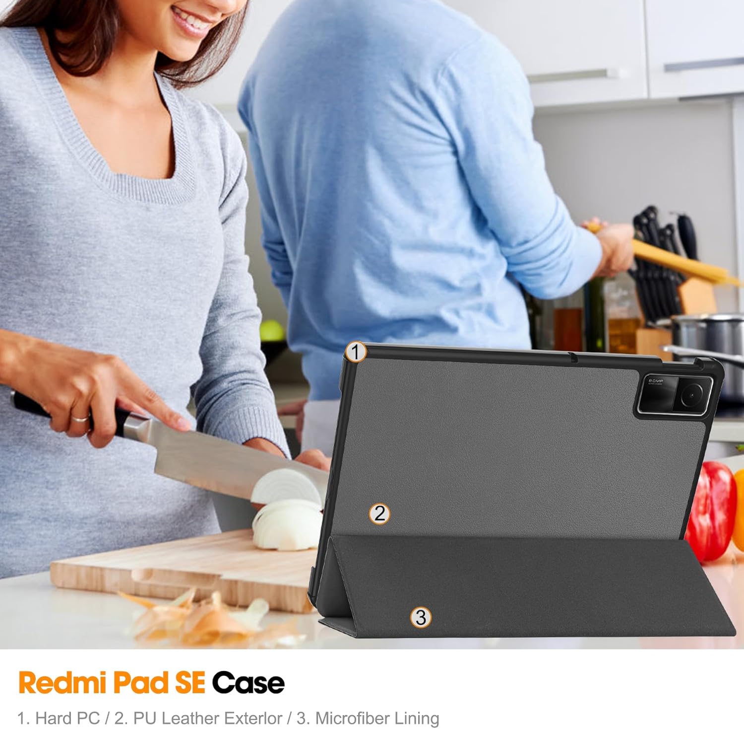 Fundas triples para tablet Xiaomi Redmi Pad SE de 11 pulgadas 2023, función inteligente de reposoencendido automático para RedMi Pad SE de 11