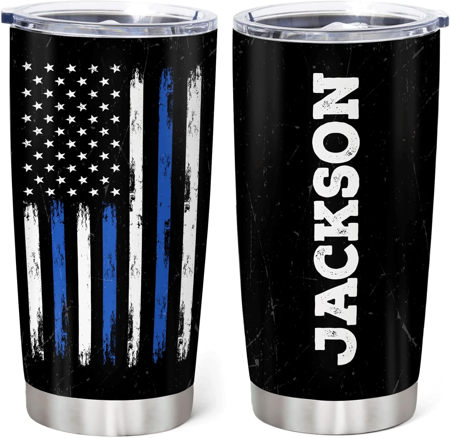 Hyturtle Regalos de oficial de policía, vaso personalizado de línea azul delgada con bandera de EE. UU., Academia de policía, regalos de graduación