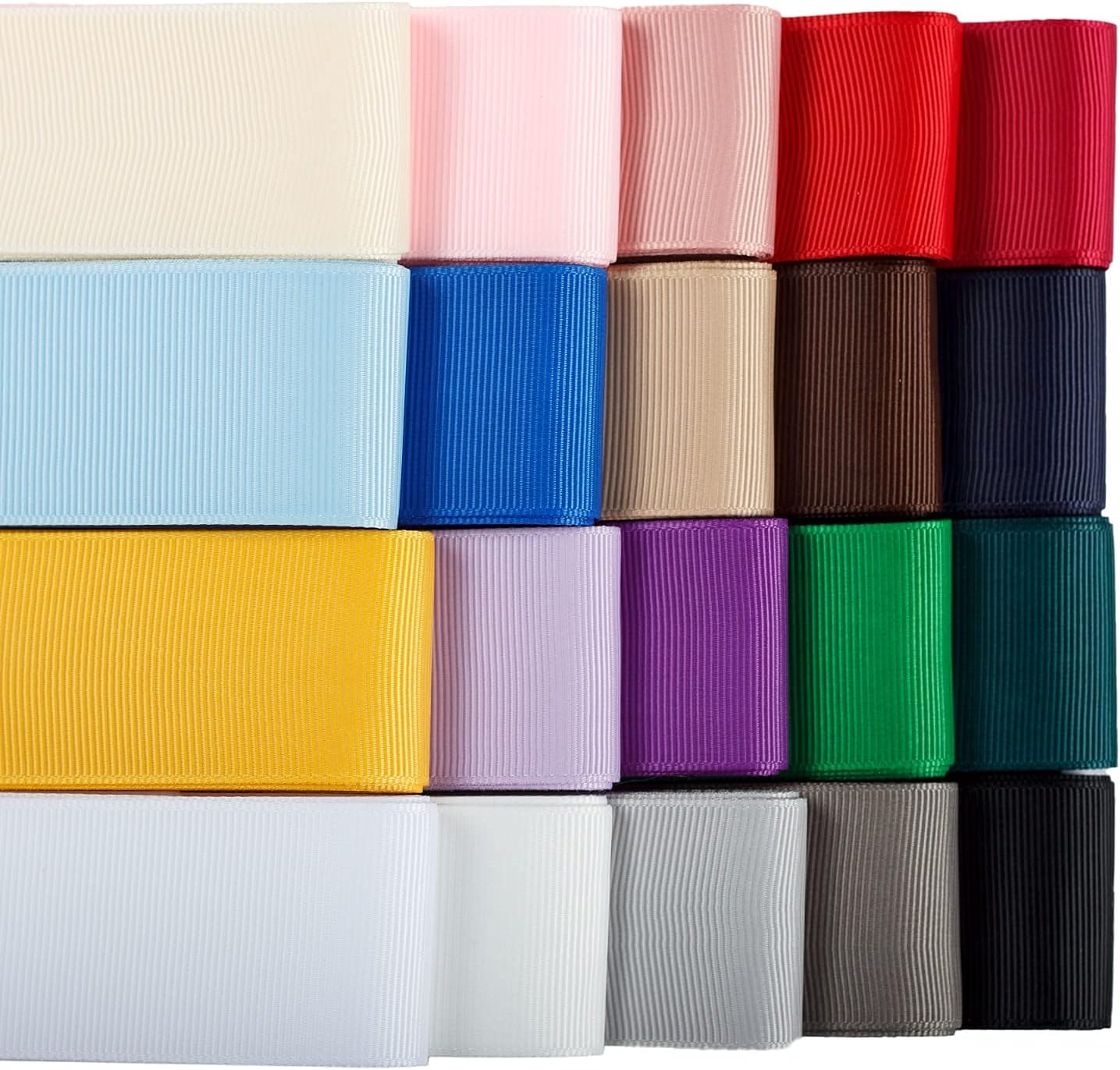 Cinta de grogrén de poliéster de 1 pulgada, 20 colores, 2 yardas x 20 colores cada uno en total de 40 yardas por paquete para manualidades, lazos