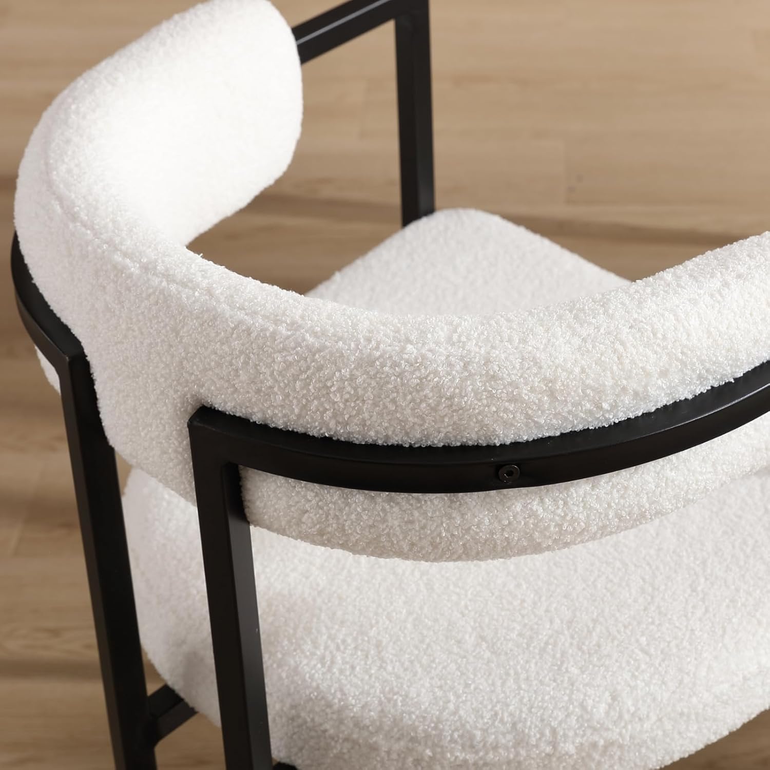 Juego de 2 sillas de comedor de sherpa blancas, modernas sillas de comedor con respaldo cómodo, sillón tapizado para cocina, sala de estar, cocina,