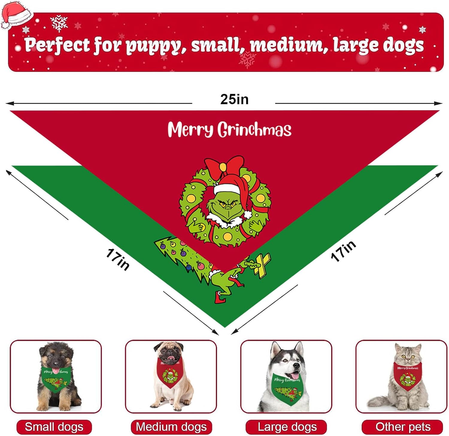 Bandana de Navidad para perro, paquete de 2 unidades, ajustable, para fiestas, cumpleaños, mascotas, bandana triangular, baberos, juego de bufanda