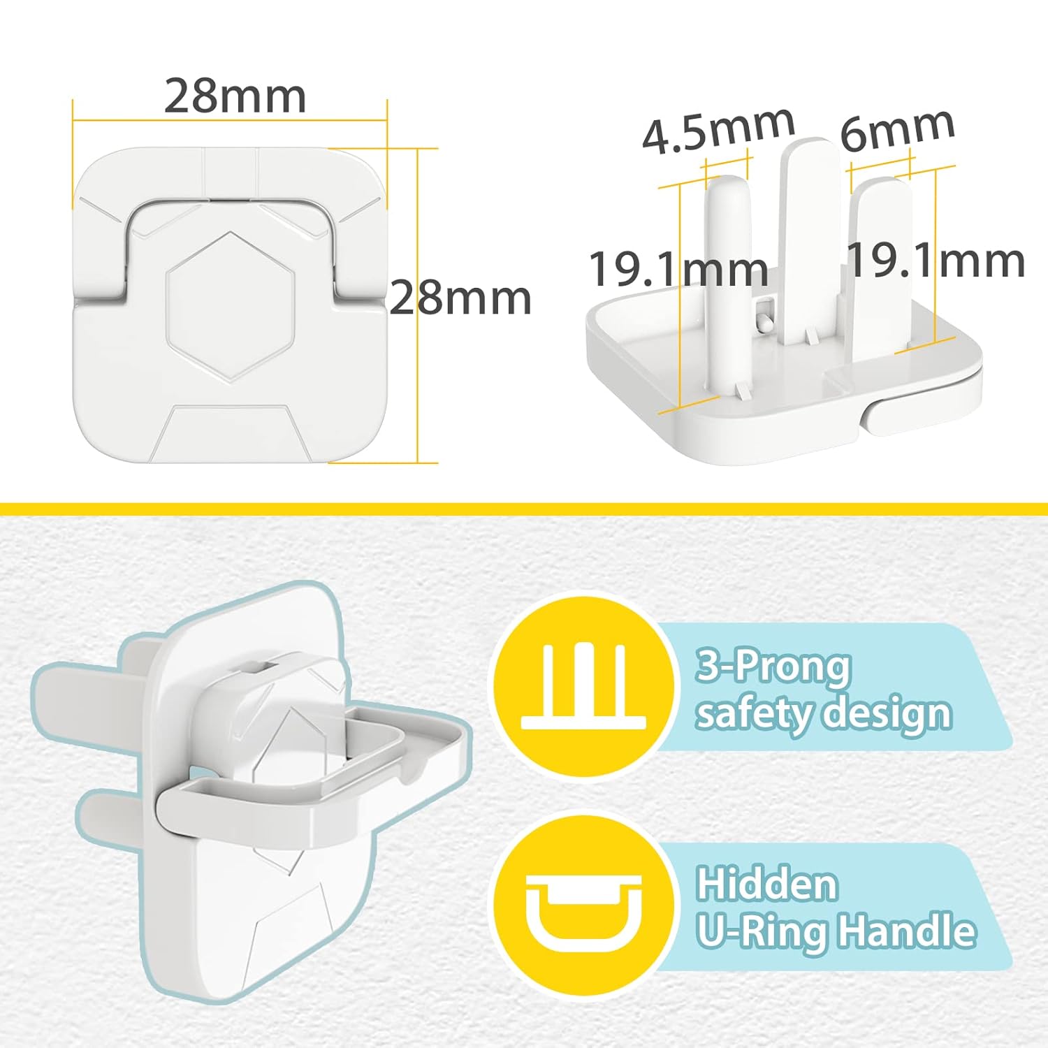 4our Kiddies Cubiertas de toma de corriente a prueba de bebés (paquete de 60) – Protectores de enchufe eléctrico de seguridad infantil para evitar