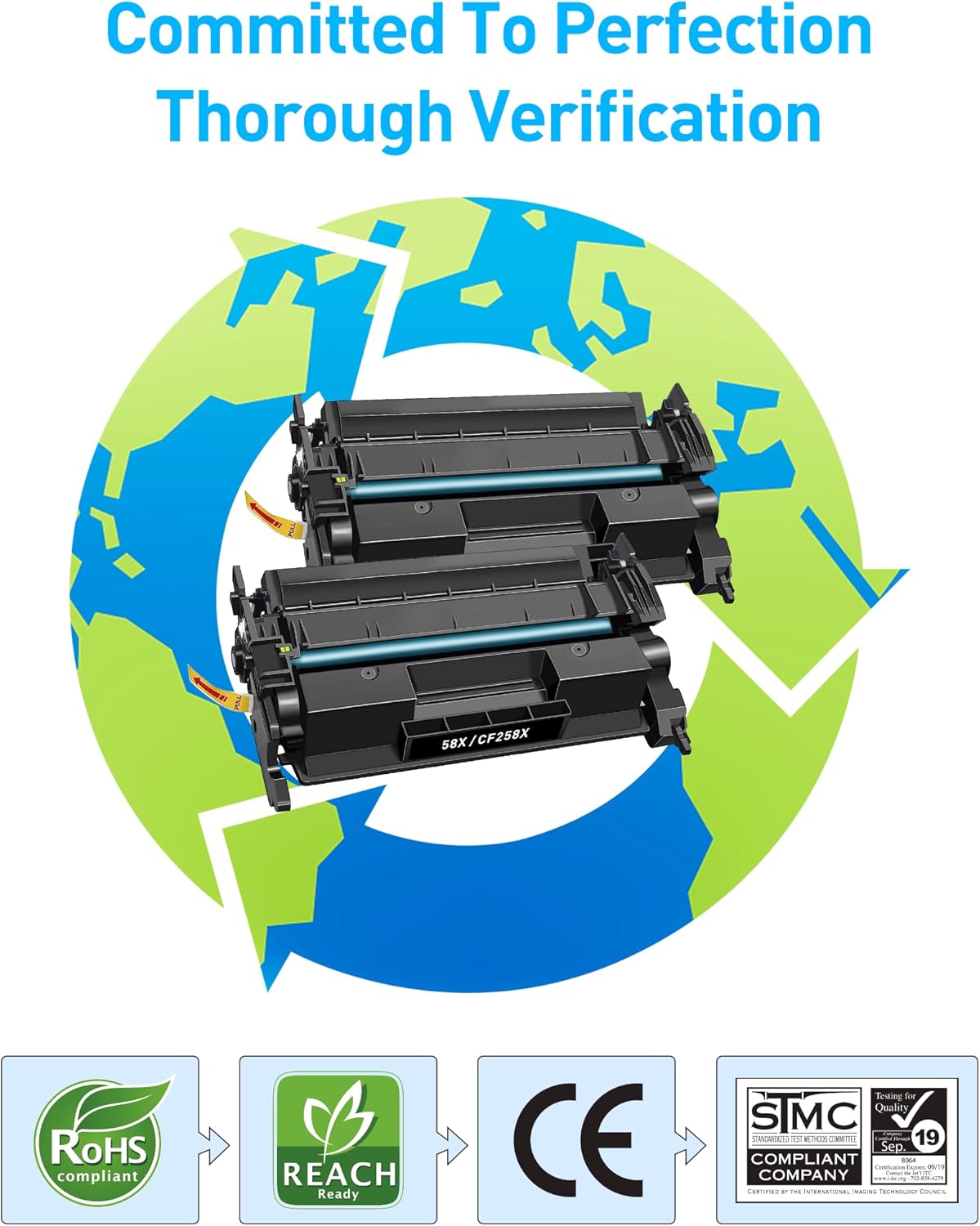 para HP 58X 58A (con chip) Cartuchos de tóner negro Laserjet Enterprise M406 Series, Laserjet Enterprise MFP M430 Series, Pro M404 Series, Laserjet