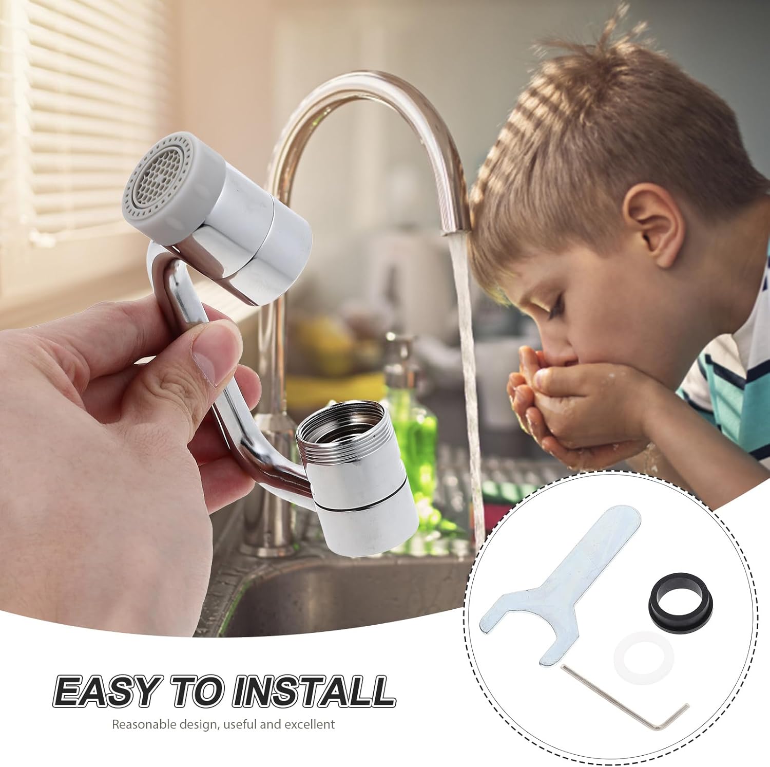 DOITOOL Extensor de grifo para fregadero de niños pequeños, aireador para grifo de fregadero, grifo de baño, aireador de grifo de cocina, extensor