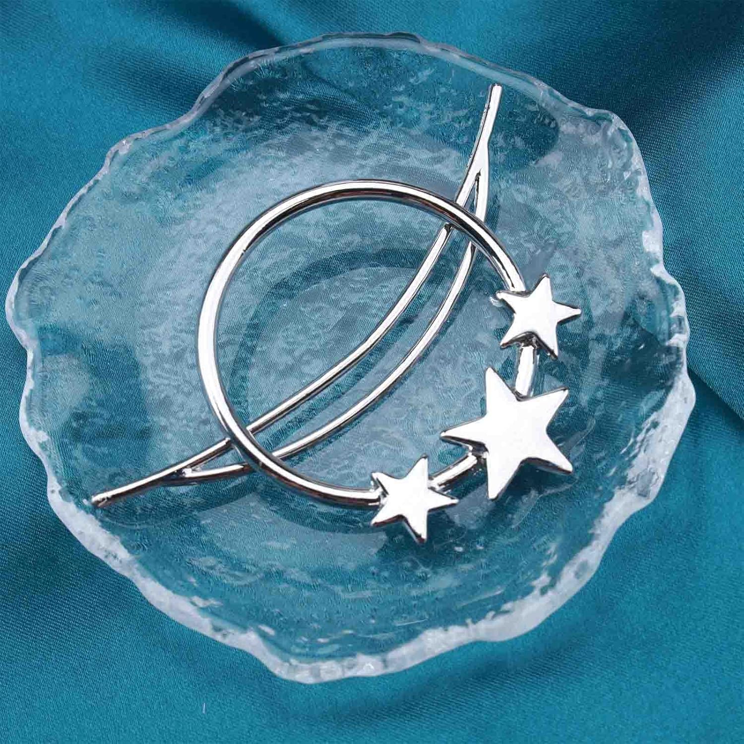 Palo de pelo con estrella bohemia plateada, pasador de pelo de estrella de círculo, pasador de pelo de estrella de metal, tobogán para el cabello,