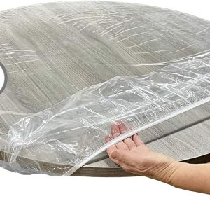2 manteles para mesa redonda transparente para interiores y exteriores, mantel de vinilo ajustable resistente, lavable y transparente, protector de 2 manteles para mesa redonda transparente para interiores y exteriores, mantel de vinilo ajustable resistente, lavable y transparente, protector de
