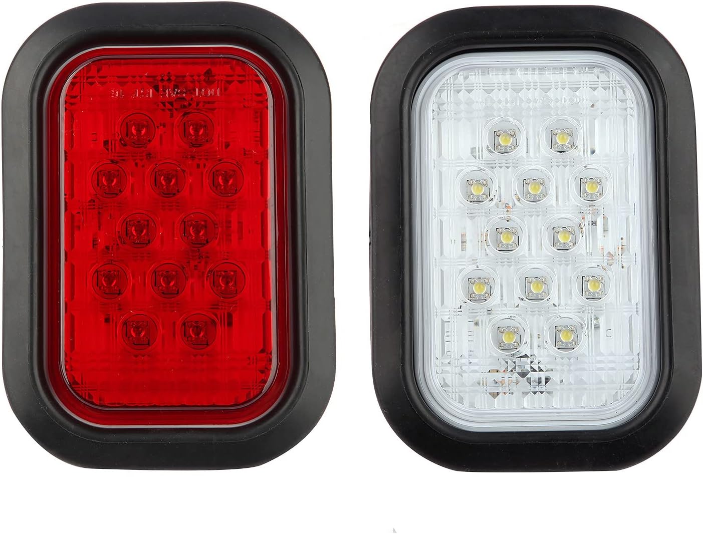 Partswcgg Juego de 6 luces LED rectangulares de 5 x 3 pulgadas para frenogirotraserafreno y respaldo, luces de enganche trasero para camión,
