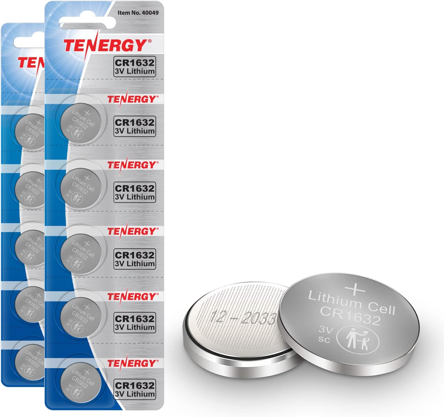 Tenergy CR1632 – Celda de botón de litio de 3 V, para relojes, llaveros, calculadoras, dispositivos médicos y más, 10 unidades (paquete de 2)