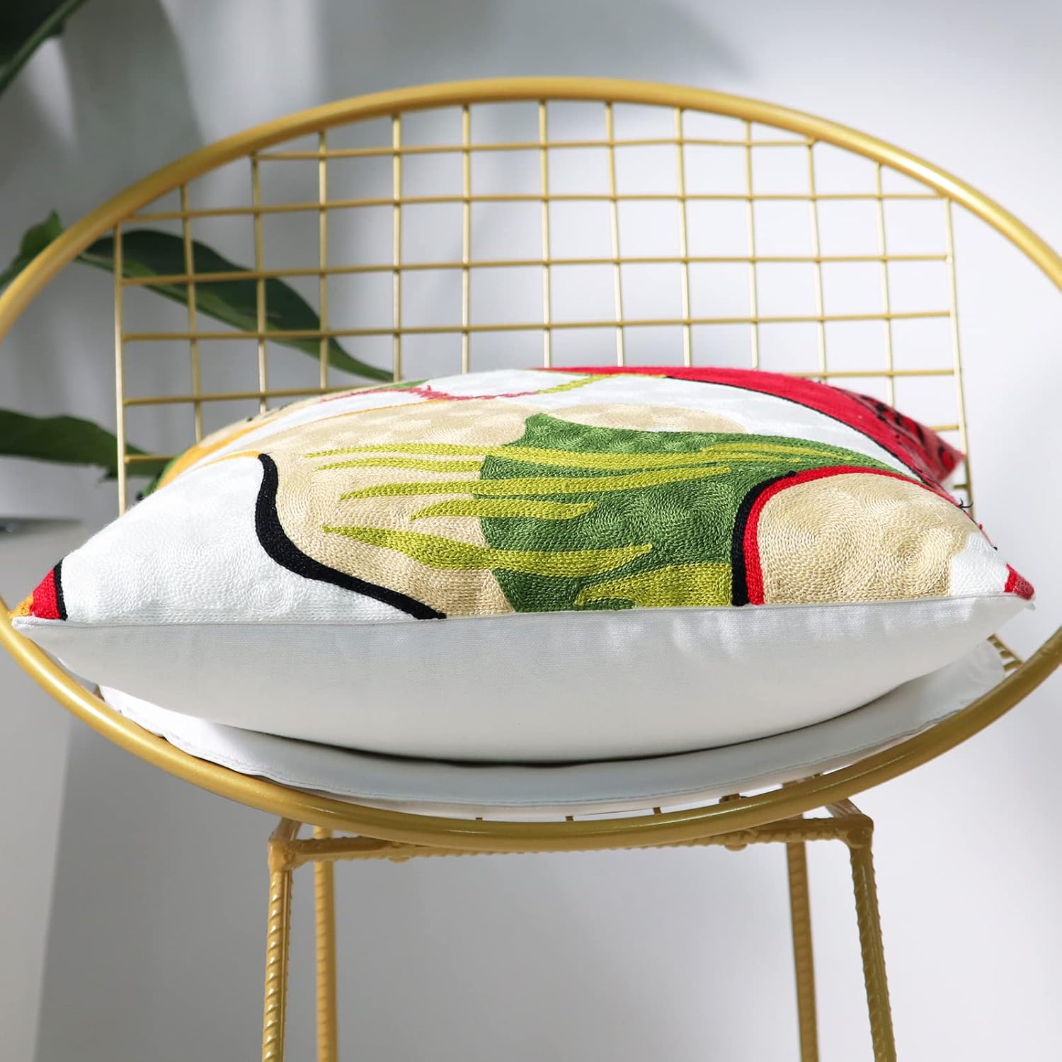 1 funda de almohada decorativa bordada con geometría moderna, para decoración de sofá, funda de cojín cuadrada para exteriores, 18 x 18 pulgadas