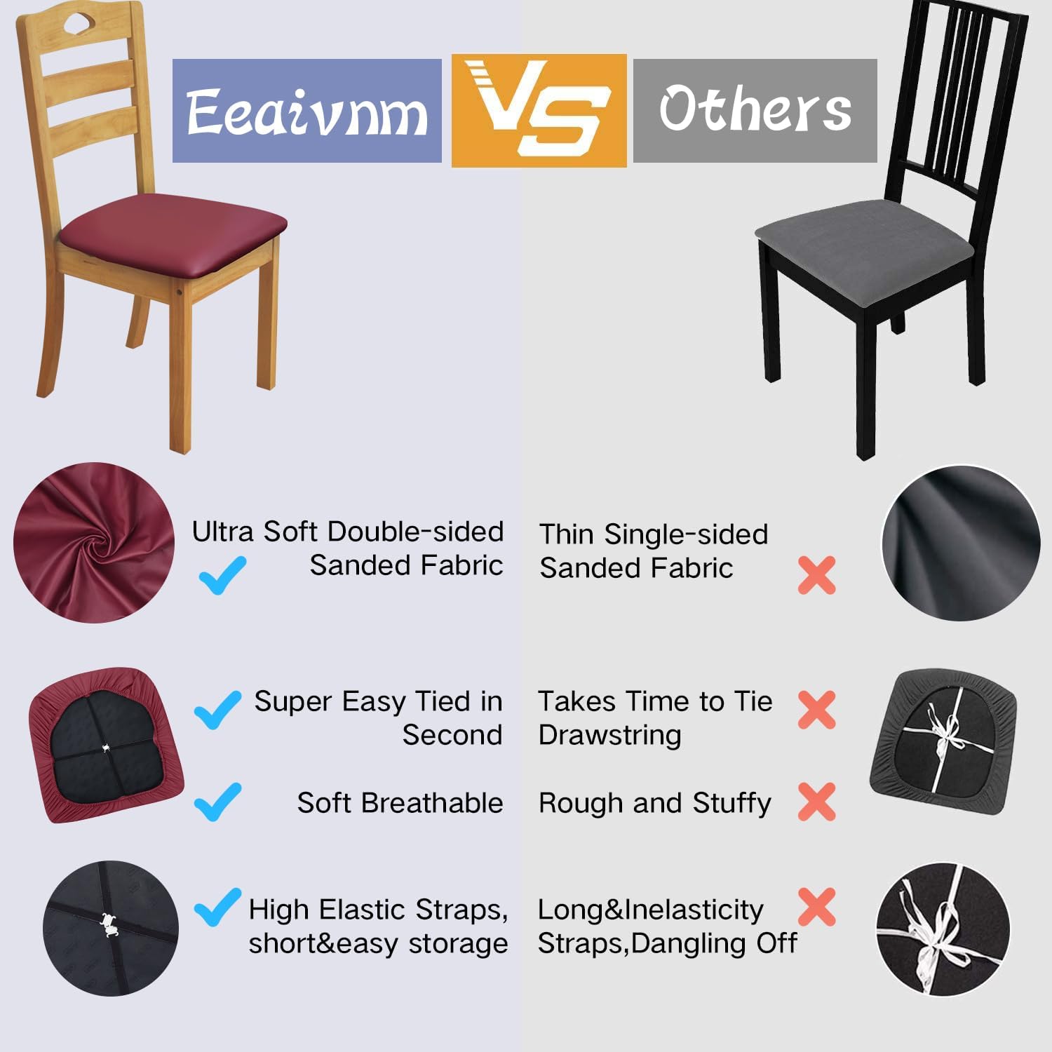 Fundas de asiento elásticas de cuero con lazos elásticos, impermeables, de piel sintética, extraíbles y lavables, para el hogar, la cocina (rojo