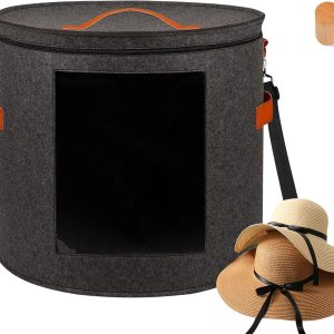 Oversized Hat Storage Box for Women & Men19″ D x 17″ H Cowboy Hat Boxes with 1 Wood Hook Felt travel Round Hat Organizer Box with Dustproof Lid Oversized Hat Storage Box for Women & Men19″ D x 17″ H Cowboy Hat Boxes with 1 Wood Hook Felt travel Round Hat Organizer Box with Dustproof Lid