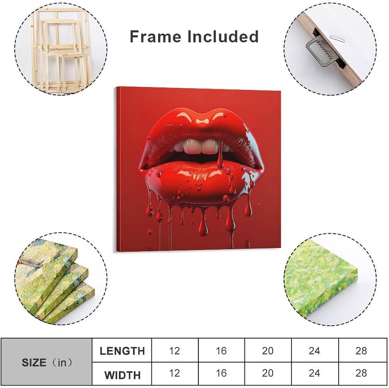 Pósteres estéticos minimalistas con labios rojos, decoración de dientes blancos sexys, arte de pared, arte de pared, lienzo, decoración de pared,