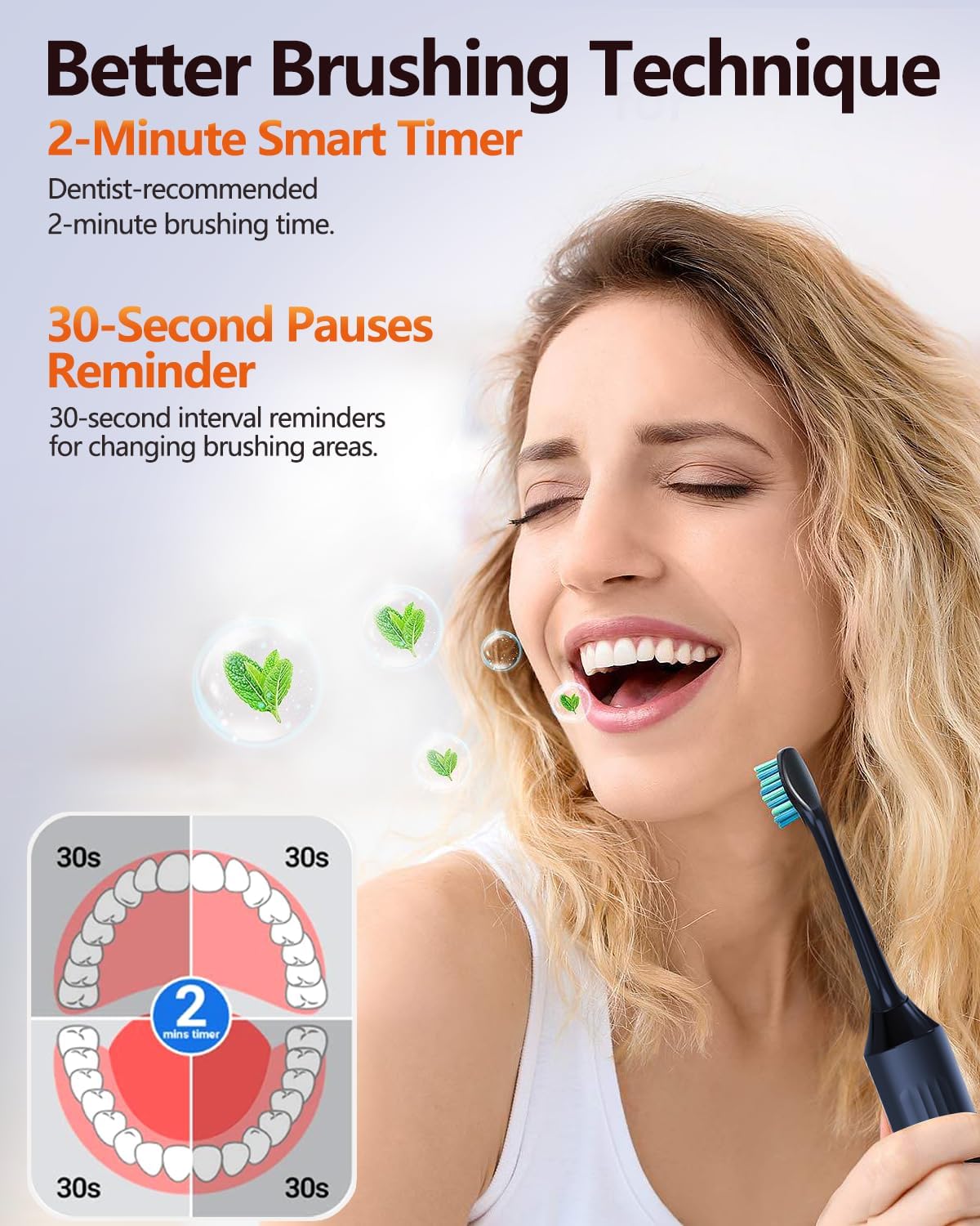 Cepillo de dientes eléctrico para adultos, cepillo de dientes eléctrico sónico con 3 niveles de intensidad y 5 modos, una carga durante 90 días,