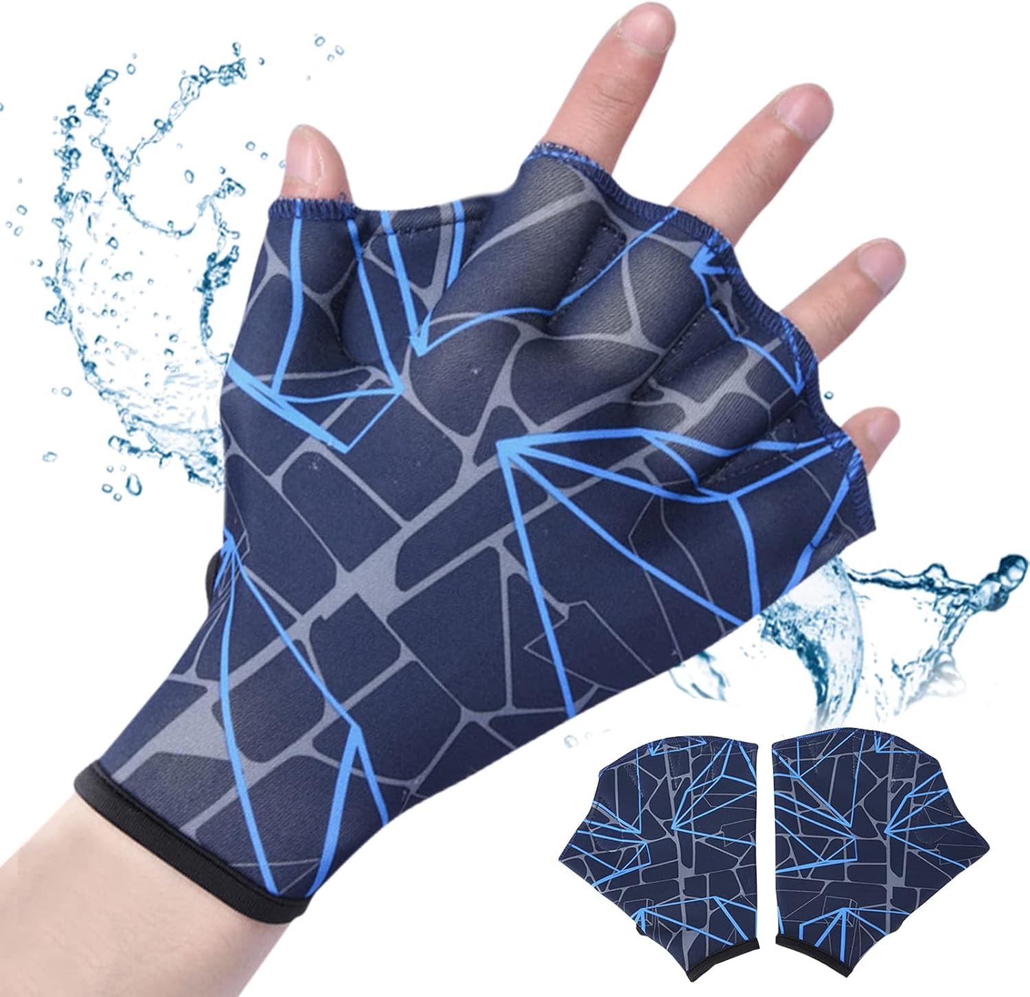 Guantes de entrenamiento de natación, guantes de natación para entrenamiento  Guantes de entrenamiento de natación unisex con aletas de malla para