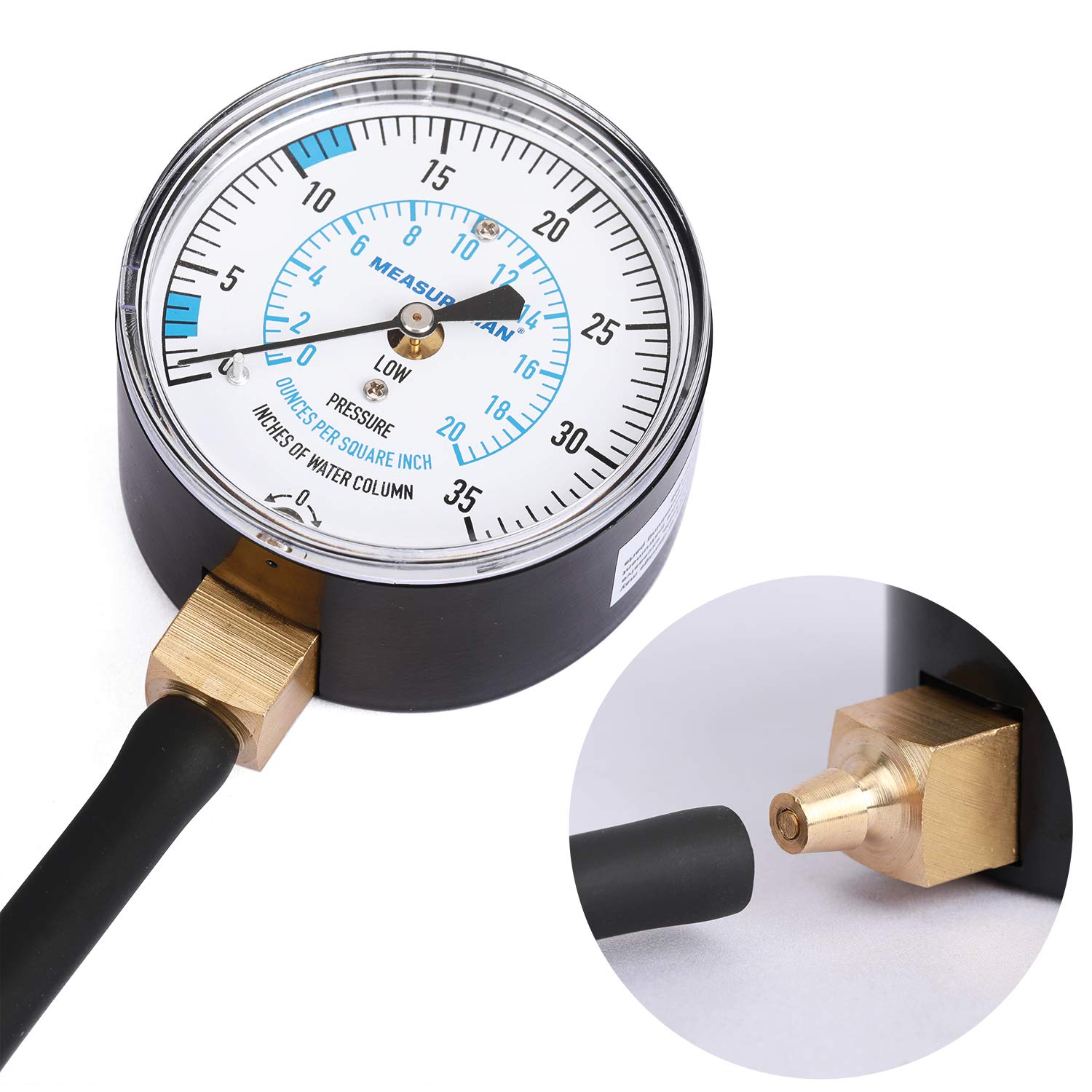 MEASUREMAN Kit de prueba de presión de colector de gas natural o gas LP, 0-35 “W.C., 14″ NPT, manguera de 40” de longitud