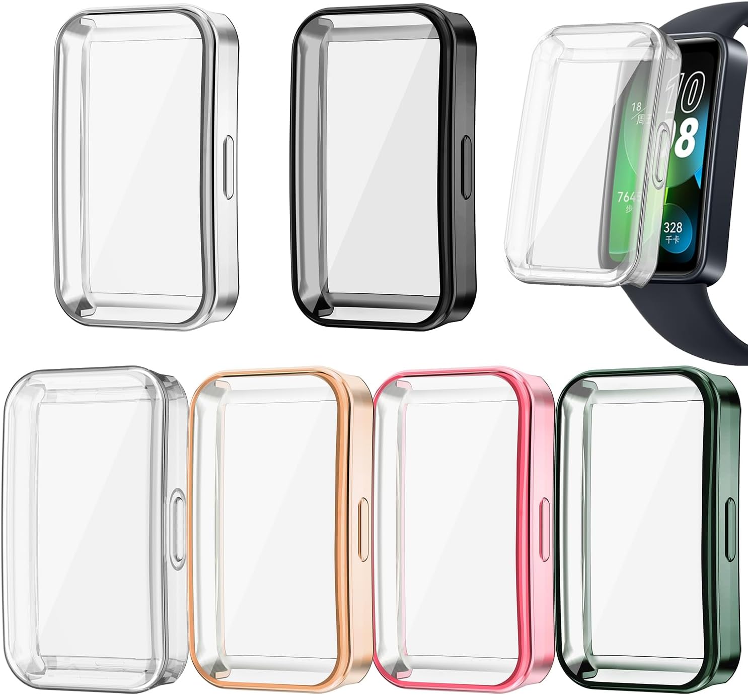 Protector de pantalla compatible con fundas Huawei Band 8 (no para Band 7), fundas para reloj inteligente TenCloud resistentes a los arañazos,