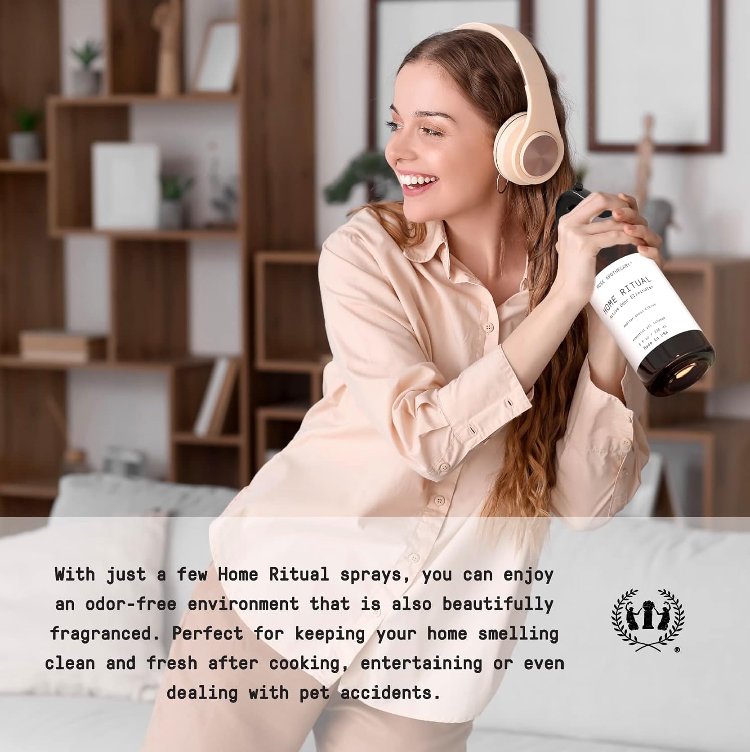 Muse Apothecary Home Ritual – Spray eliminador de olores activo  Eliminador de olores para el hogar  Desodorizador de muebles en aerosol y