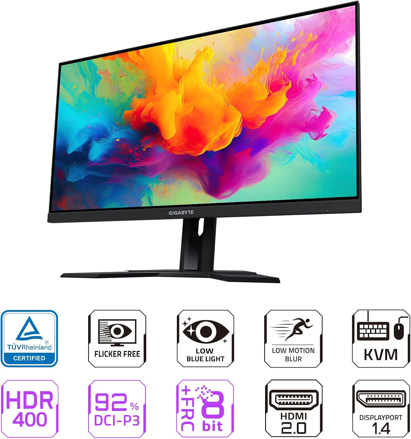 GIGABYTE M27Q X 27″ 240Hz 1440P Monitor de juegos KVM, pantalla IPS SS 2560×1440, tiempo de respuesta de 1 ms (MMPRT) 92% DCI-P3, 1 puerto de