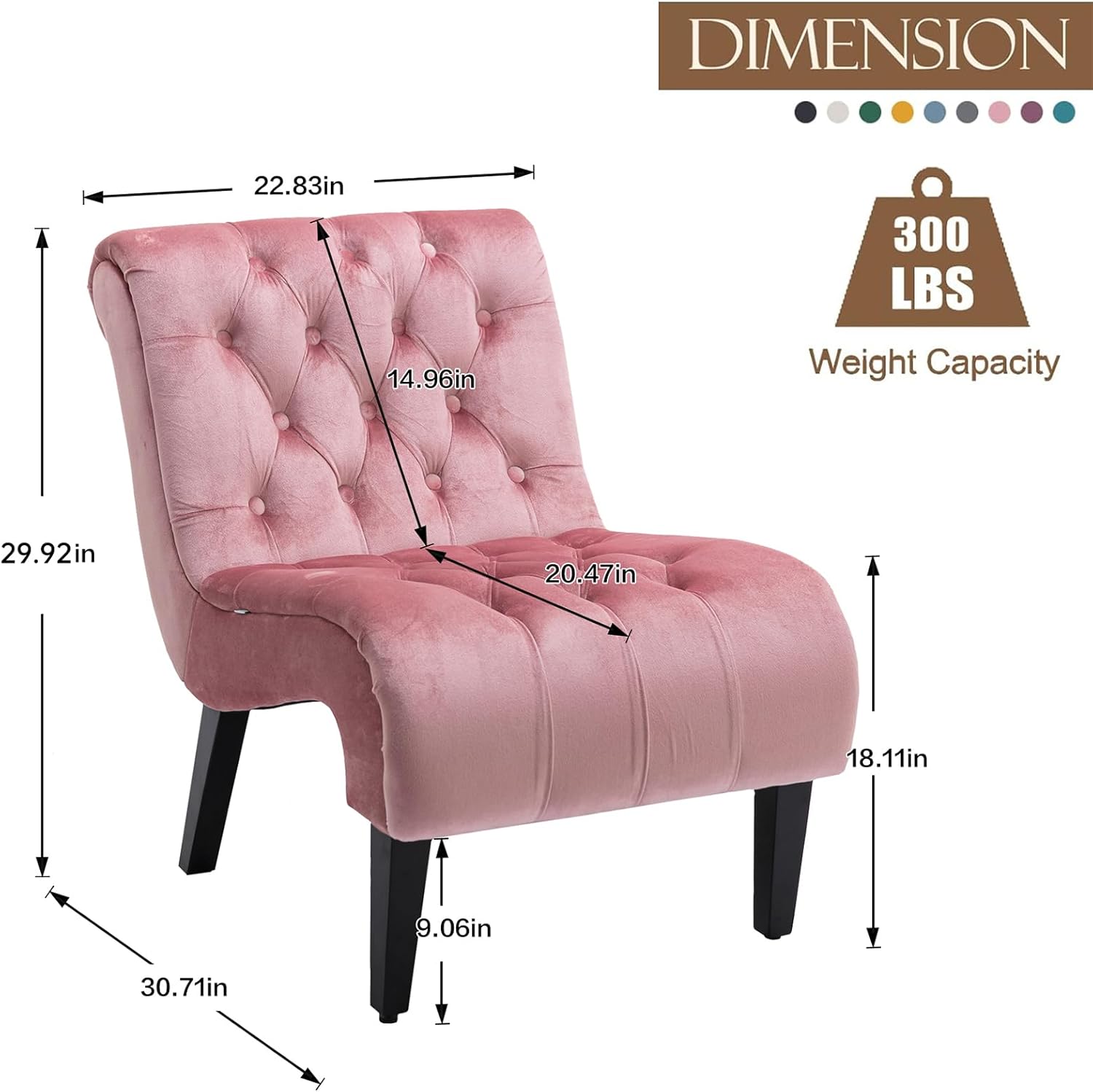 KINFFICT Sillón decorativo de terciopelo para sala de estar, silla de ocio moderna con respaldo copetudo, silla auxiliar sin brazos para interiores,