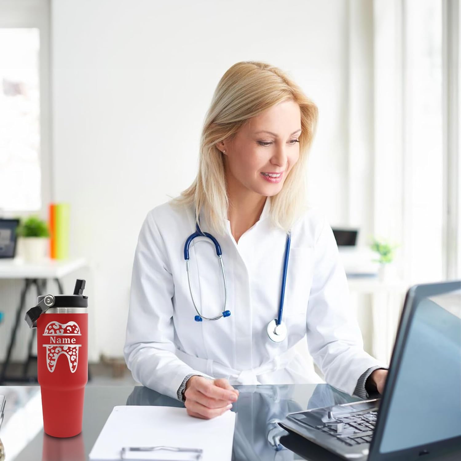 Regalos para dentistas para mujeres, regalos de asistente dental, vaso de dentista grabado personalizado, regalos para médicos para mujeres, vaso de