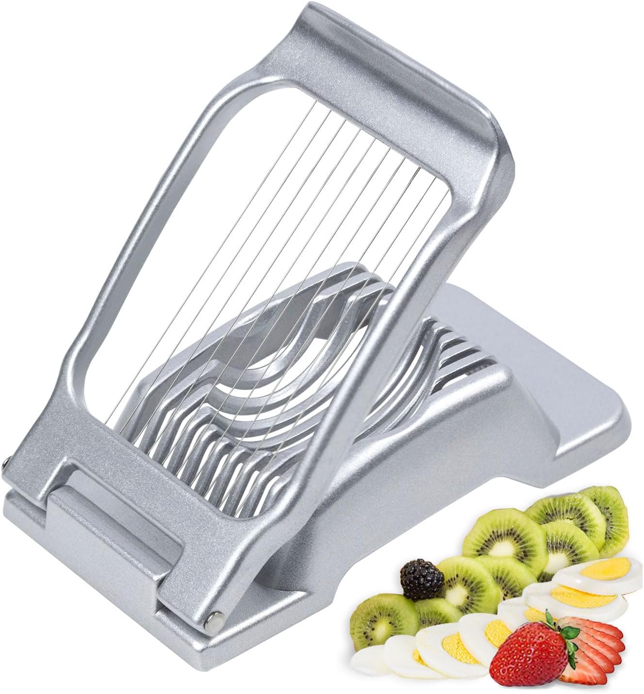 Cortador de huevos para huevos duros duros Cortador de huevos de fruta resistente con alambre de acero inoxidable