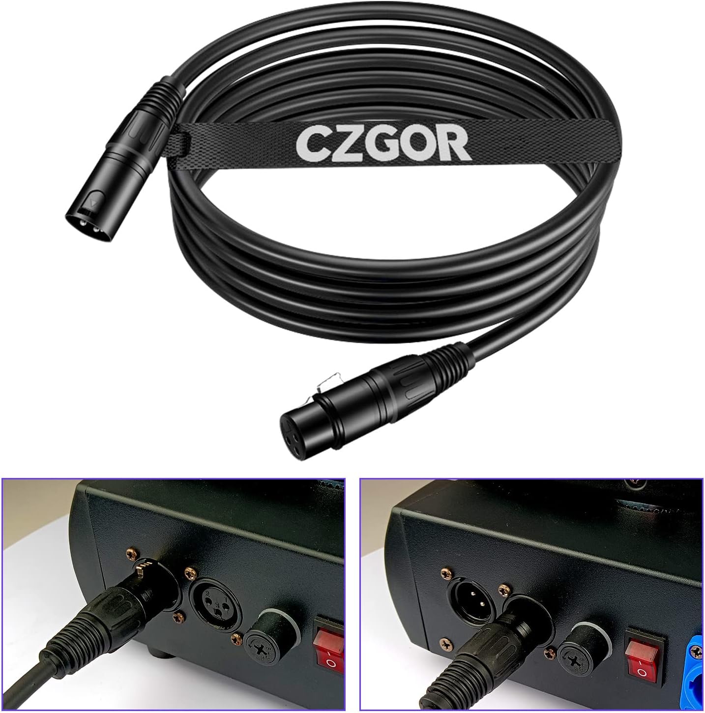 Cable DMX de 10 pies, paquete de 10 cables flexibles de señal XLR macho a hembra, adecuado para señal de iluminación de escenario, conexión XLR,