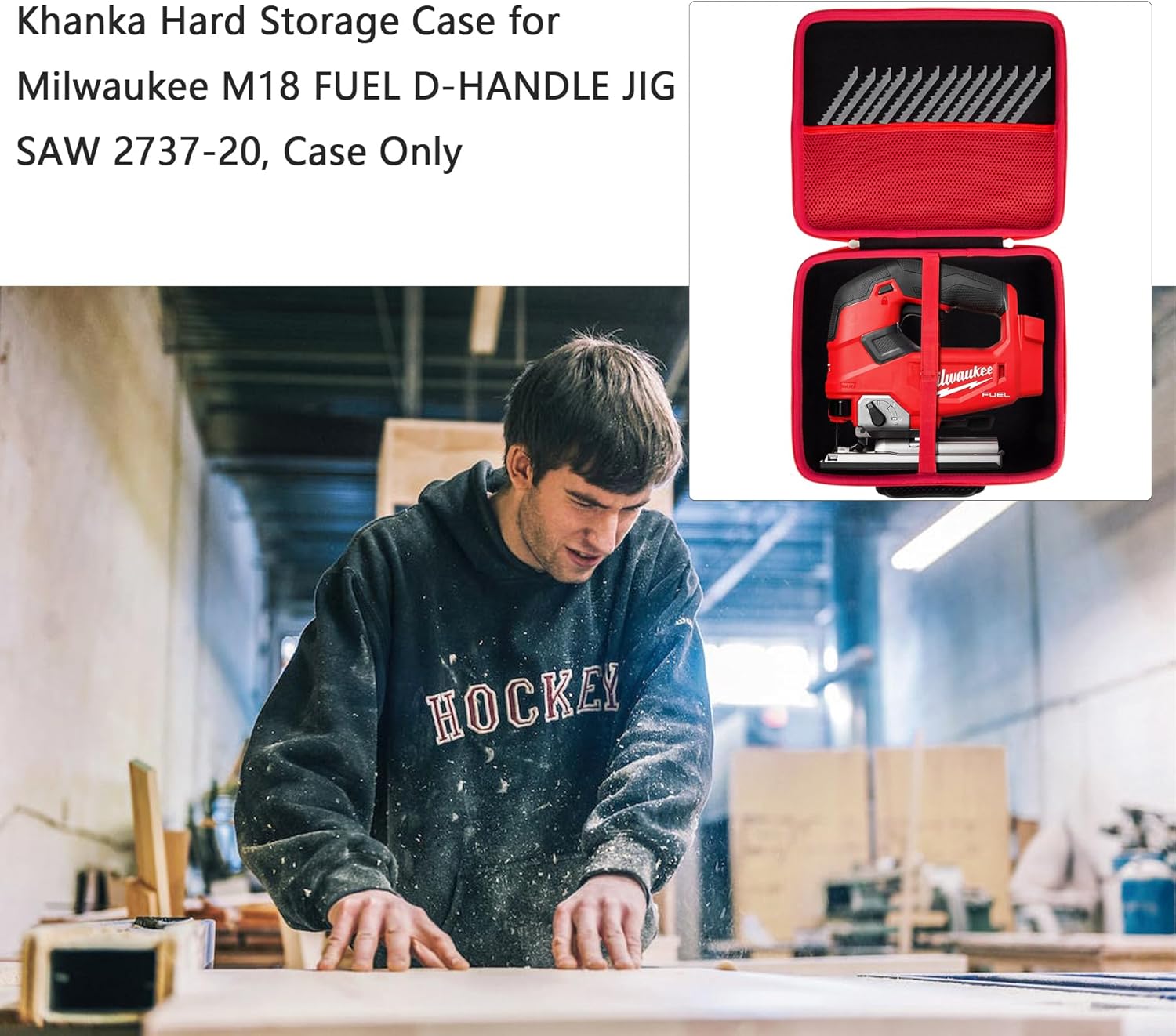 Khanka Estuche de almacenamiento rígido de repuesto para sierra caladora Milwaukee M18 Fuel D-Handle 2737-20, solo funda