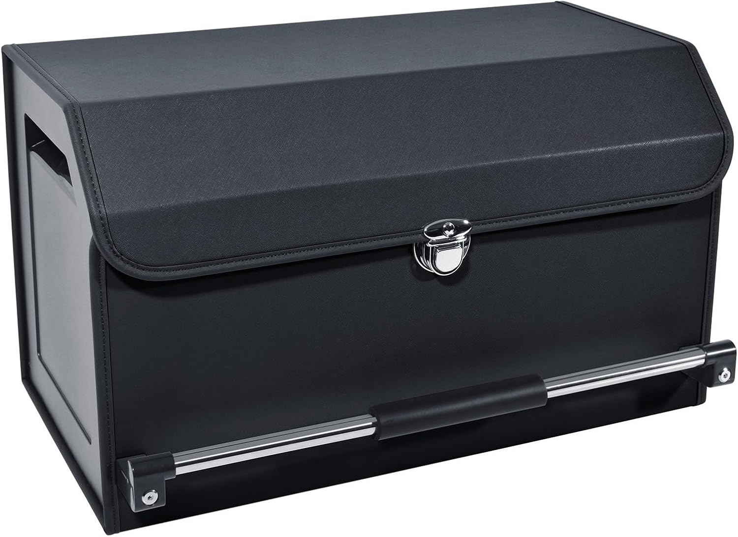 XCF Trunk Organizer for SUV, Durable Leather Car Trunk Organizer with Lid and Sturdy Handle, Collapsible Adjustable Storage Compartment for MenWomen