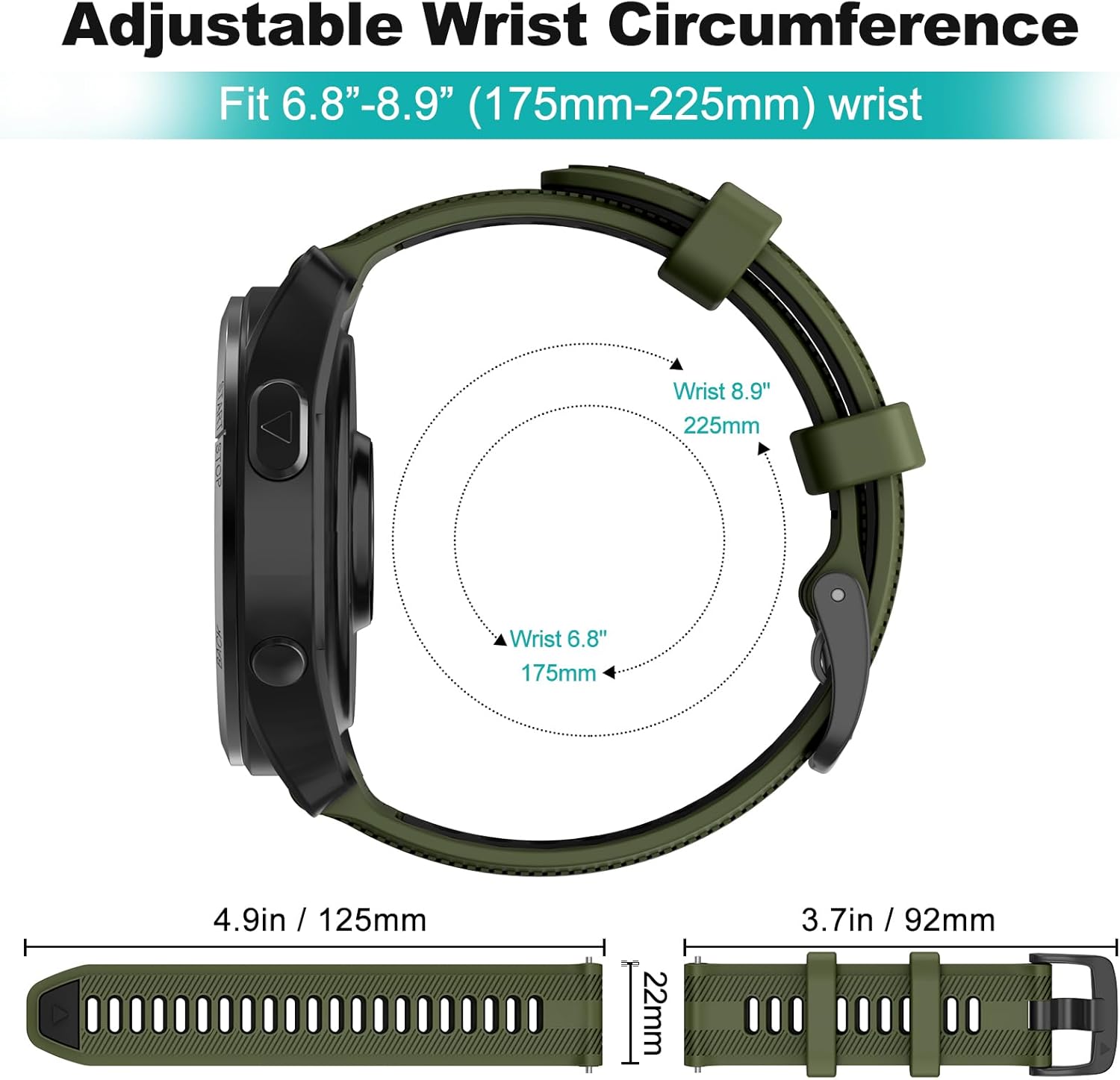 OVERSTEP Compatible con Garmin Forerunner 965, 955, 945, 935, bandas intercambiables de 0.866 pulgadas de ancho para Fenix 7, Fenix 6 GPS, Fenix 5