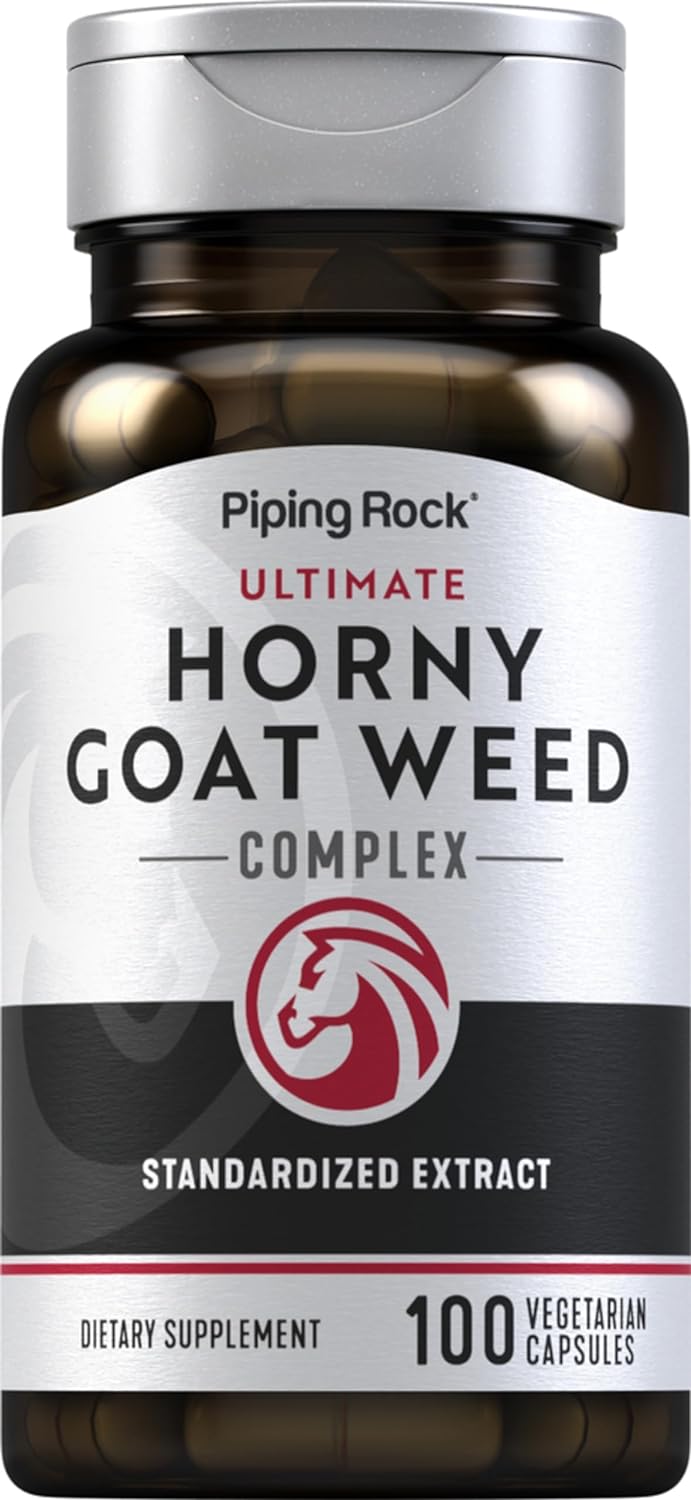 Piping Rock Horny Goat Weed Complex  100 cápsulas  Suplemento de extracto definitivo para hombres  Vegetariano, sin OMG, sin gluten