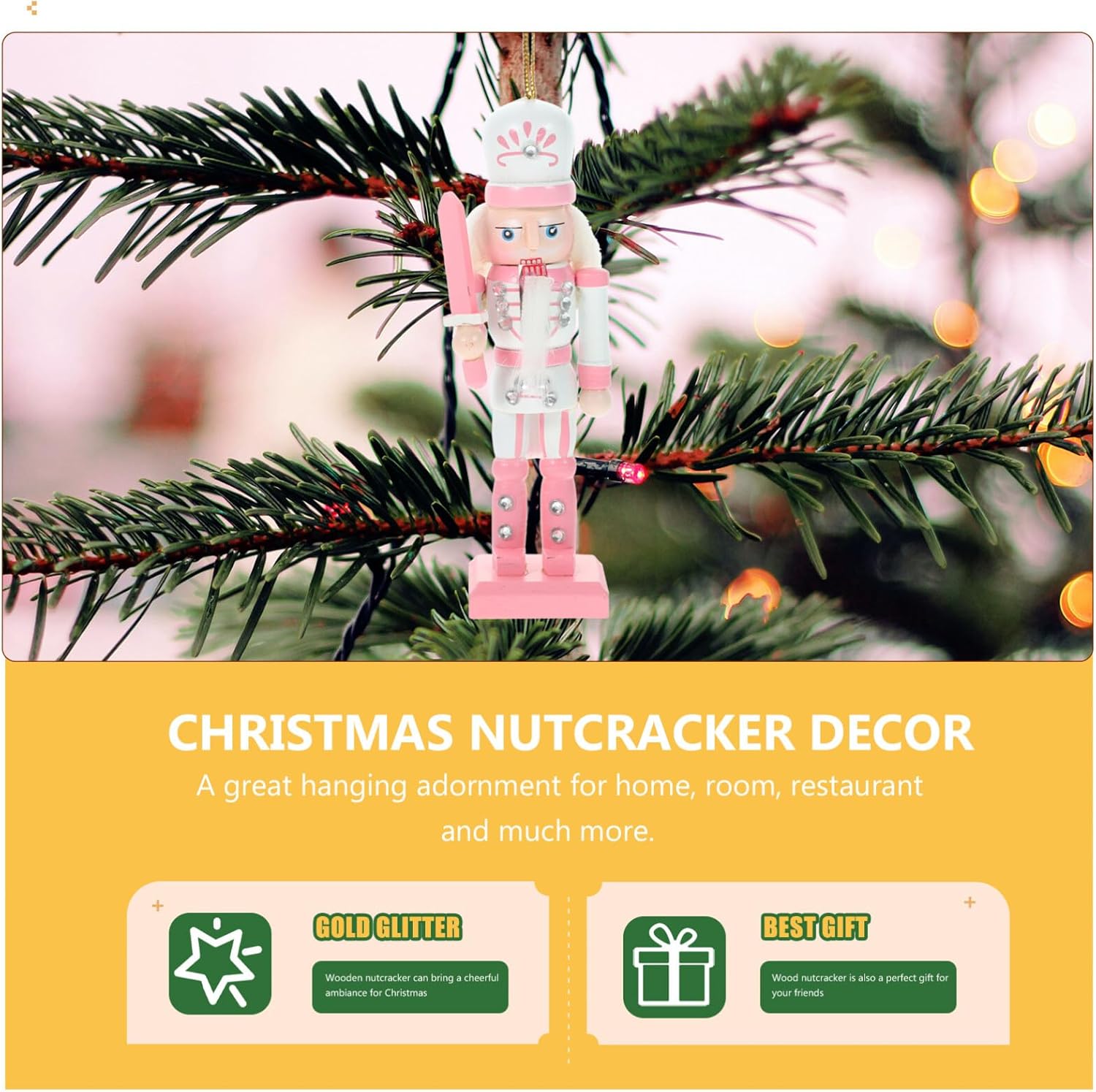 GANAZONO 4pcs Mini Navidad colgante cascanueces madera adornos Navidad rey soldado figuras para árbol adorno 4.7 in