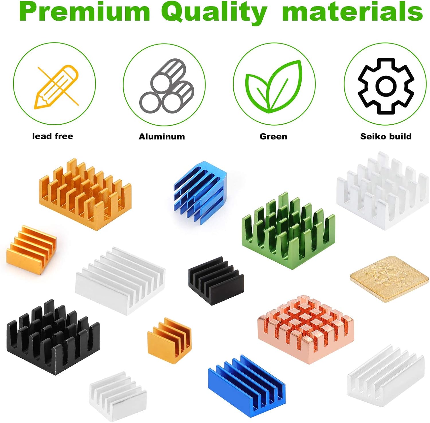ESUMIC 78 unidades de disipador de calor Raspberry Pi 4b, disipador de calor de aluminio Raspberry Pi con cinta adhesiva conductora térmica para