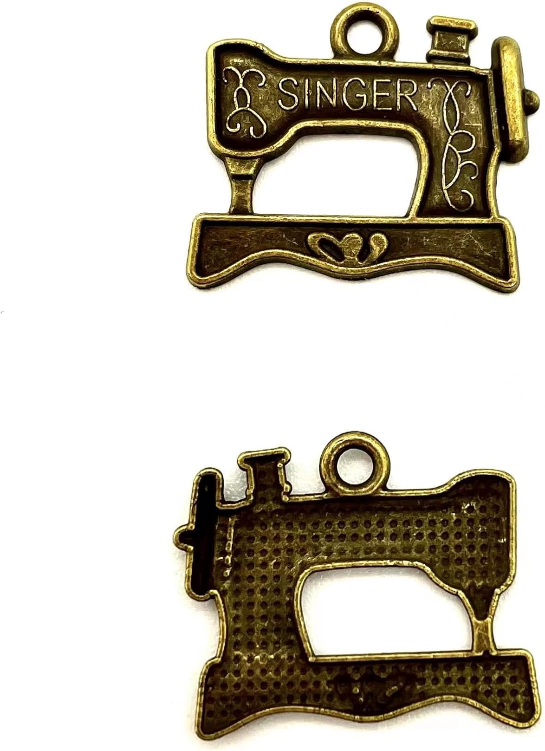 50 dijes de bronce antiguo para máquina de coser para joyería, pulsera, collar, manualidades, 0.827 in x 0.669 in, Bronce, No es una piedra preciosa