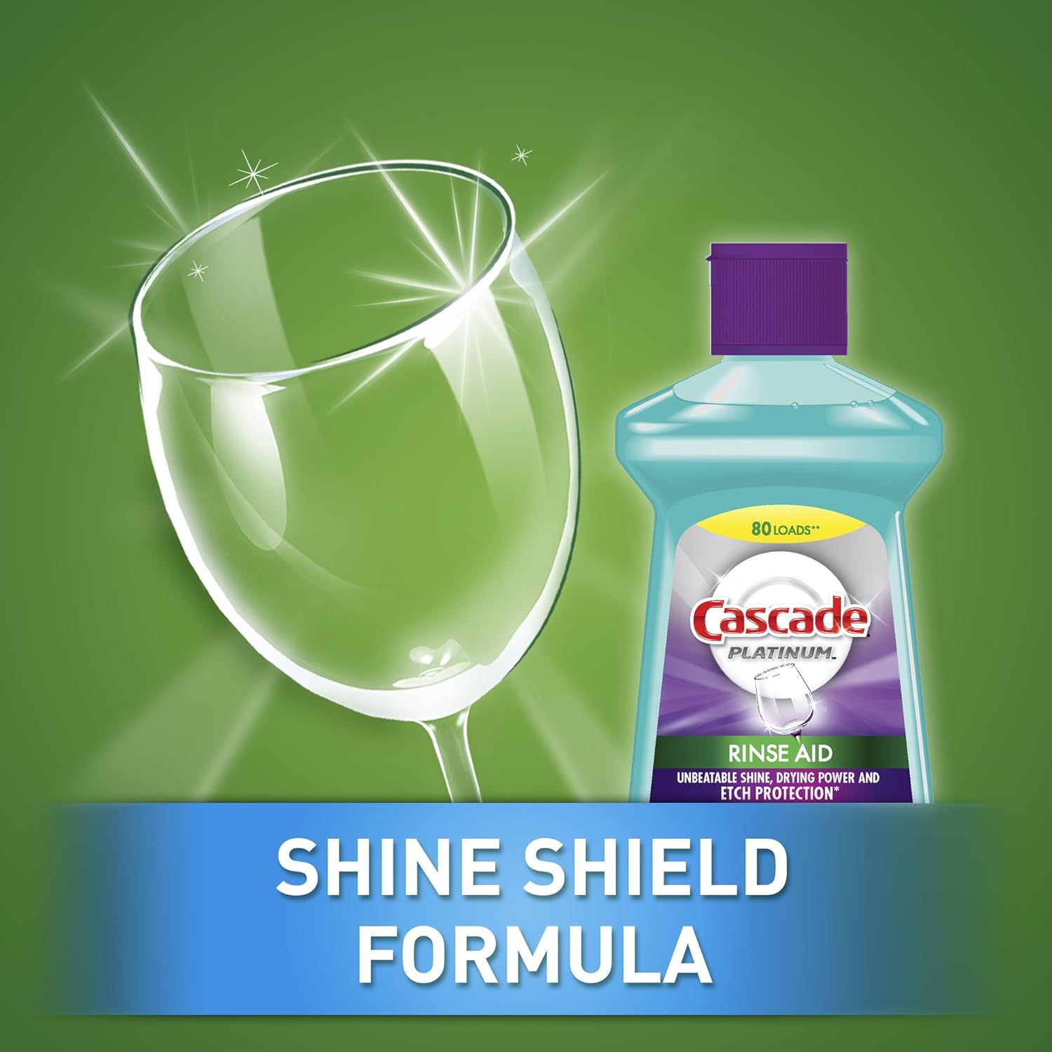 Cascade Rinse Aid Platinum – Agente para lavavajillas, regular, 16 onzas líquidas (paquete de 6)