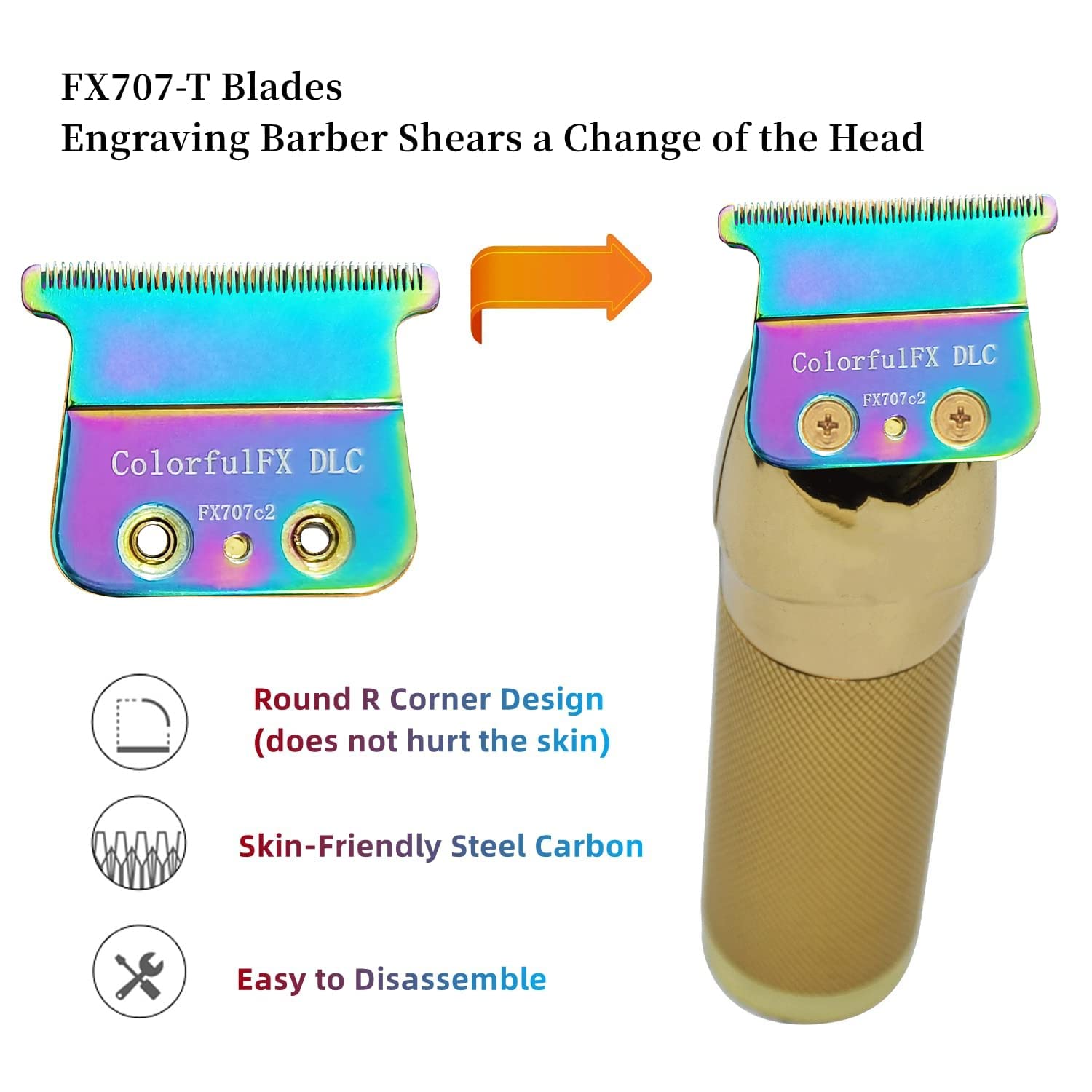 Cuchilla DLC de repuesto compatible con BaBylissPRO FX787 Series y FX726, para recortadoras de cabello FX787 y LoPROFX FX726, ColorfulFX FX707c2