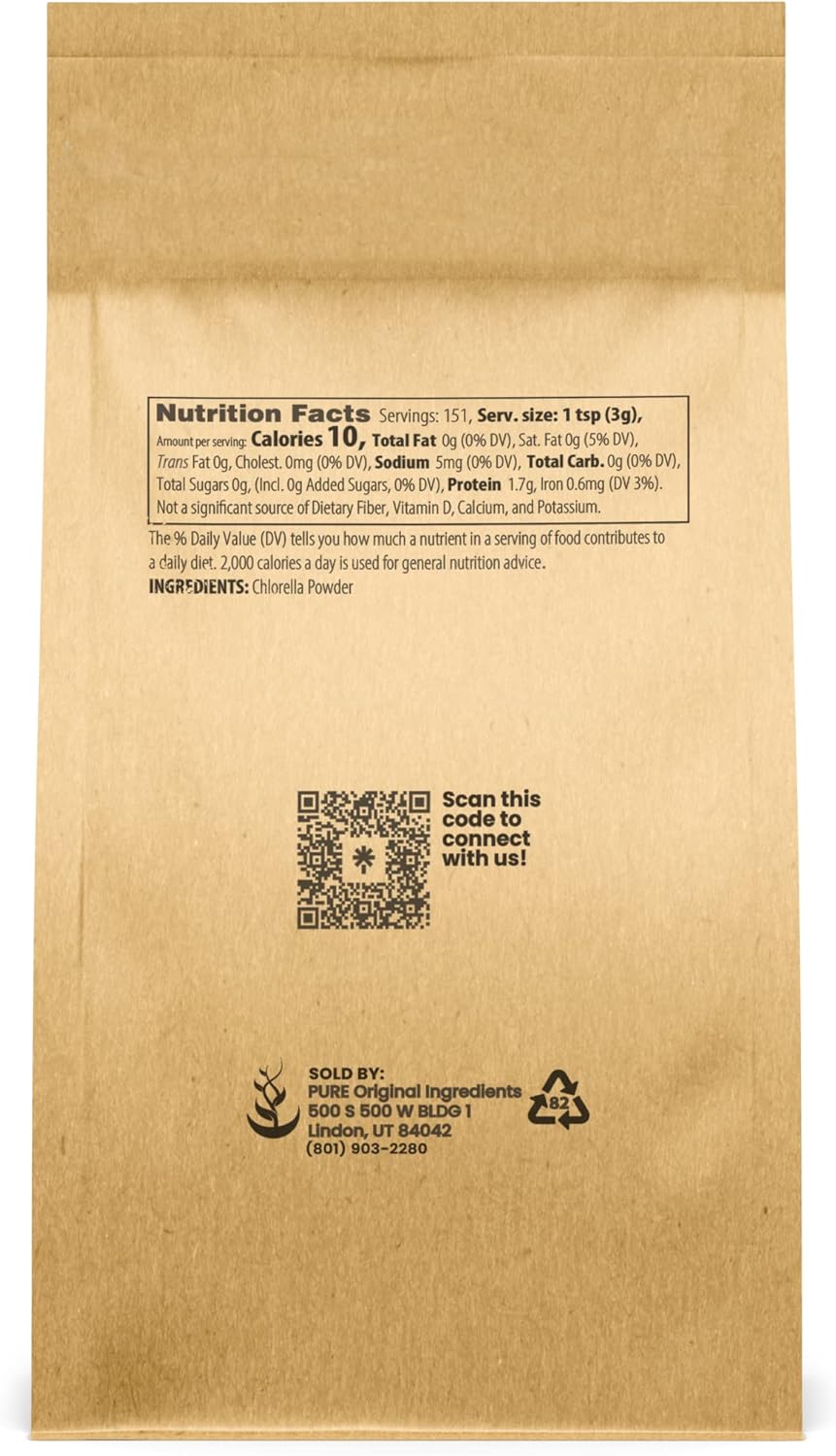 PURE ORIGINAL INGREDIENTS Chlorella en polvo (1 libra)