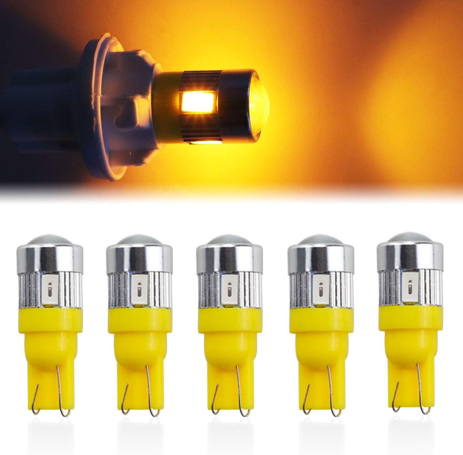 Cab Maker – Base de luz de techo + 5 bombillas LED ámbar T10 194 168 5050 para ChevyGMC C1500 C2500 C3500 K1500 K2500 K3500 1988-2000 camionetas