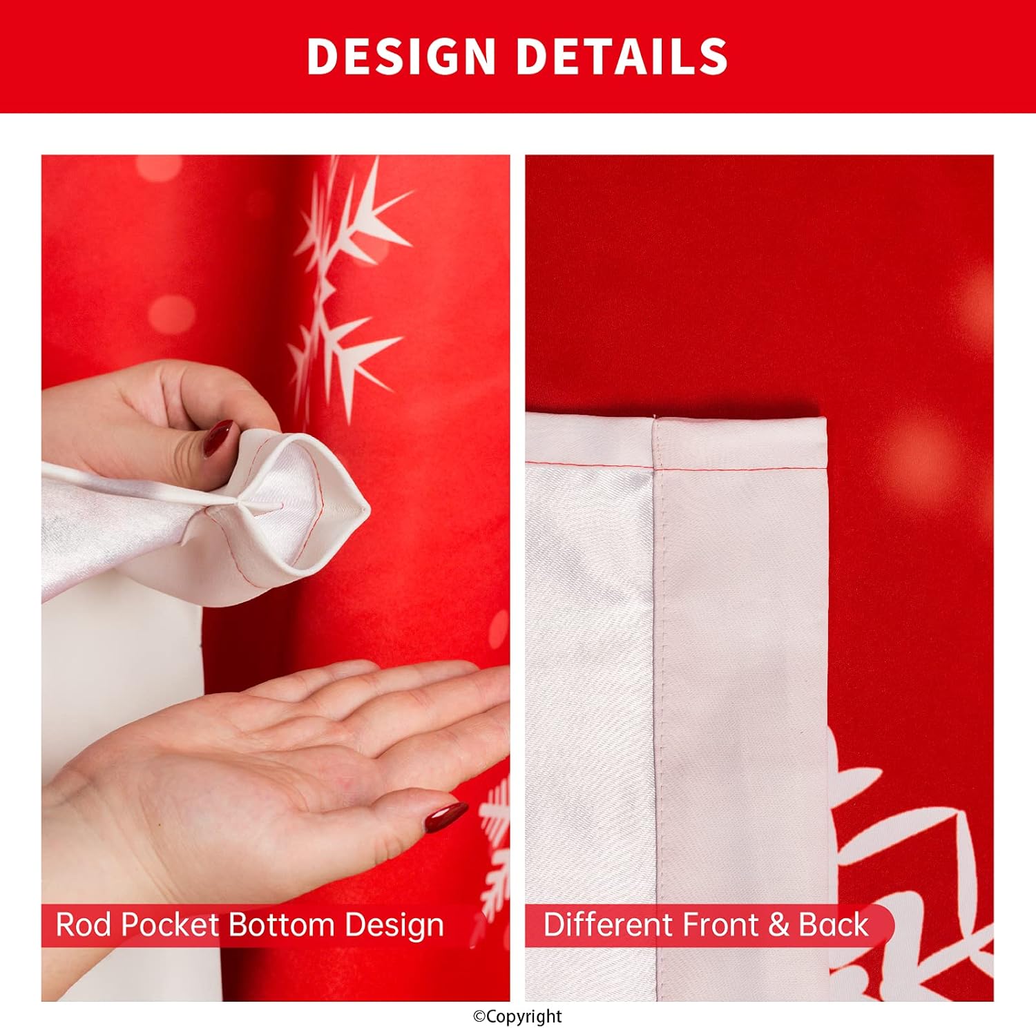Cortinas de Navidad con copos de nieve para sala de estar, 52 x 84 pulgadas, 2 paneles, cortinas opacas con ojales impresos, cortinas opacas con