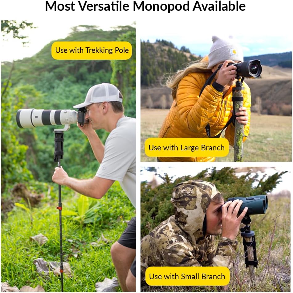 GoPod Soporte para cámara de bastón de trekking – Monopod ultraligero para bastón de senderismo y bastón para uso con DSLR, cámara, teléfono