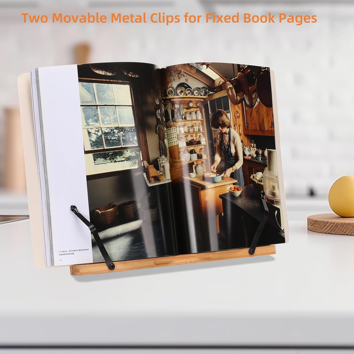 MEGREZ – Soporte de bambú plegable para lectura de libros, marco y soporte de libros de cocina, tabletas, libros de texto, documentos de música,